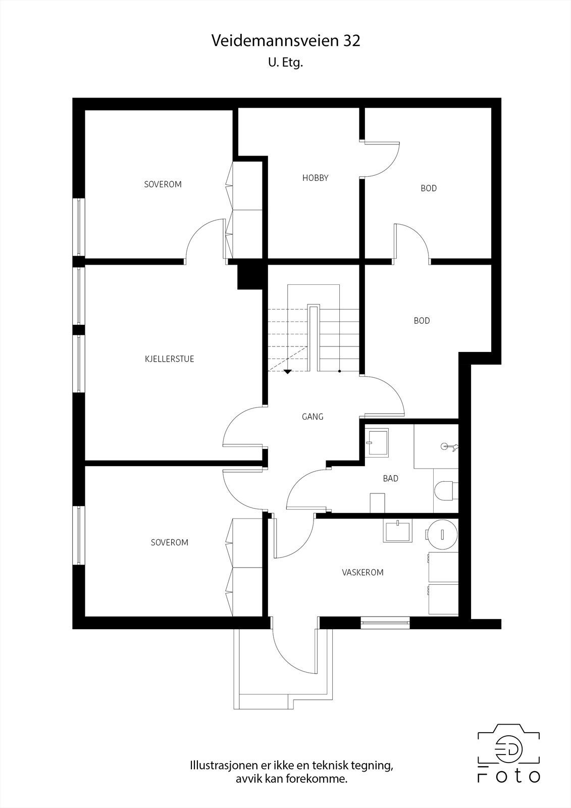 Plantegning underetasje. Galleribilde