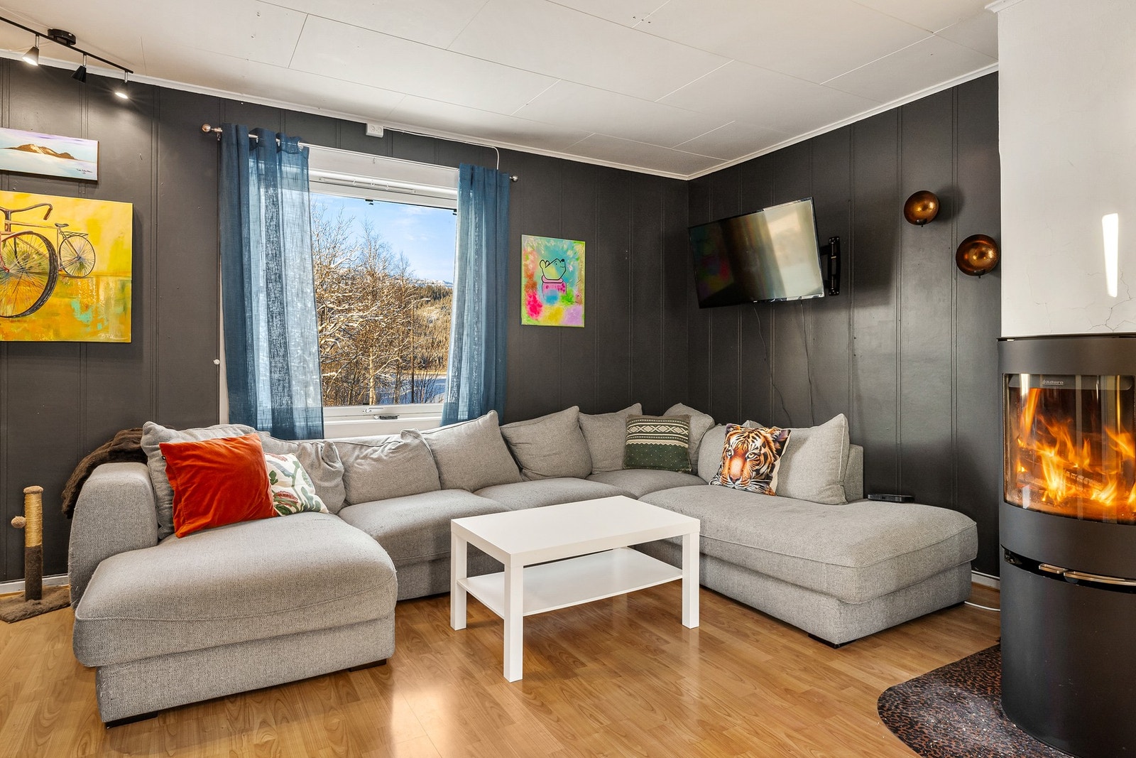 Boligens oppvarmingskilder er vedfyring og elektrisitet Galleribilde