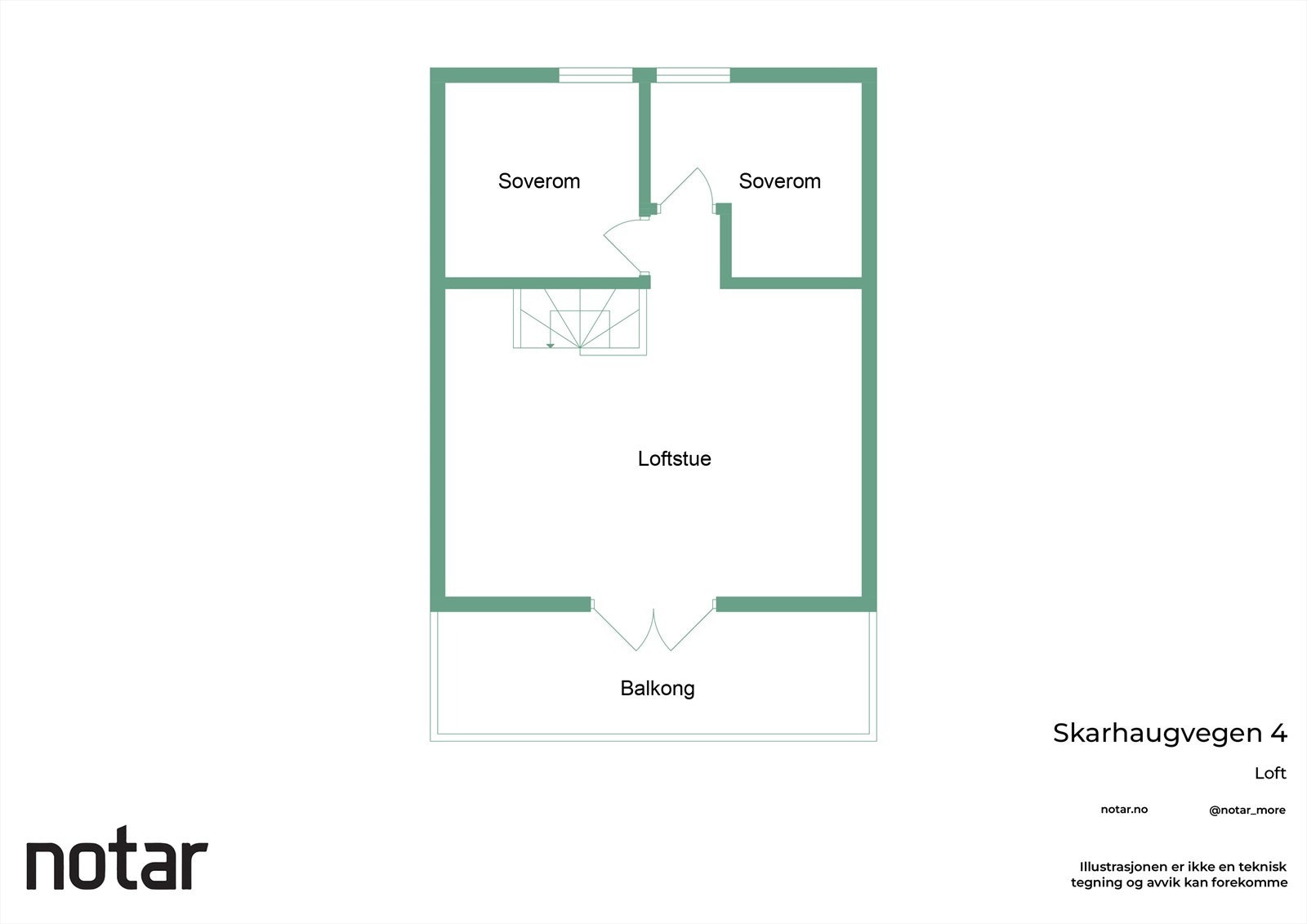 To soverom på loftet gir fleksible muligheter for overnatting eller hjemmekontor. Galleribilde
