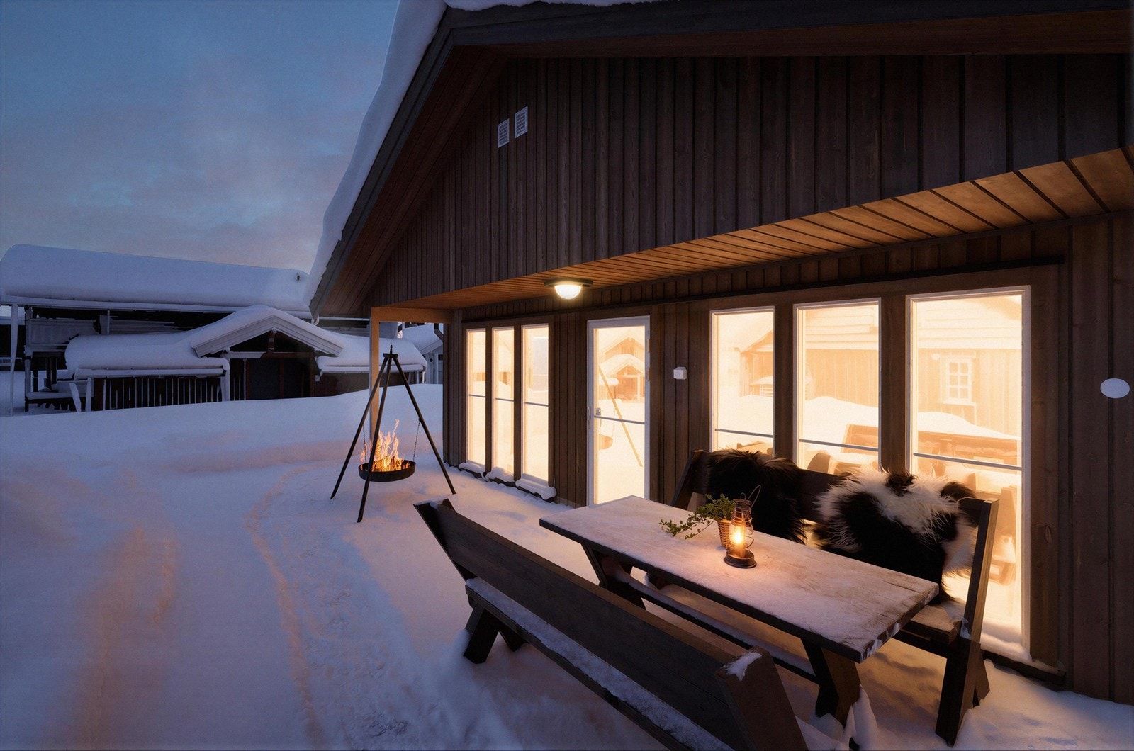 Nyere høyfjellshytte av typen Buen Royal, med solrik beliggenhet og umiddelbar nærhet til skiløyper og slalombakke på Lifjell. Galleribilde