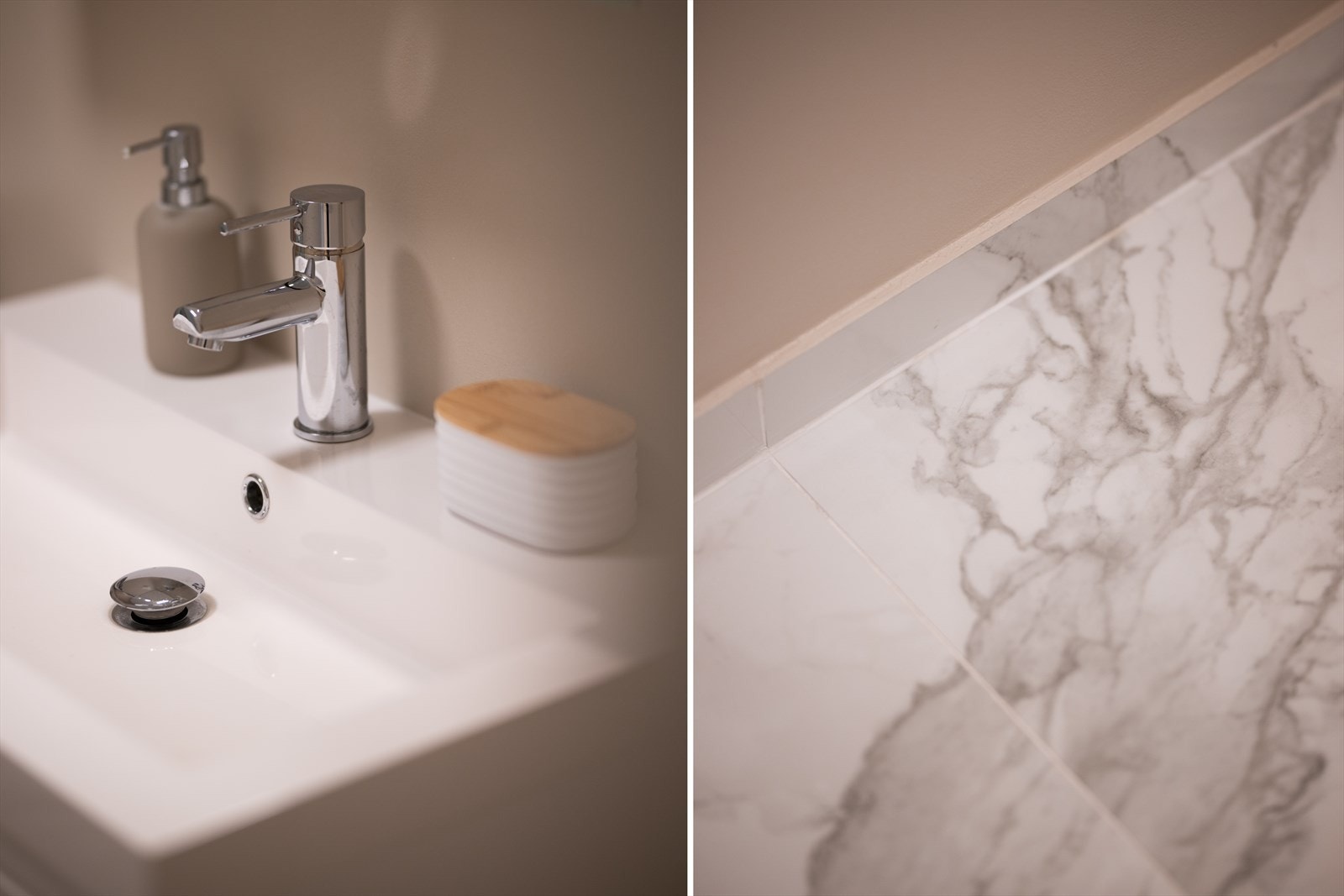 Det er også opplegg for vaskemaskin, noe som gjør rommet både praktisk og funksjonelt. Galleribilde