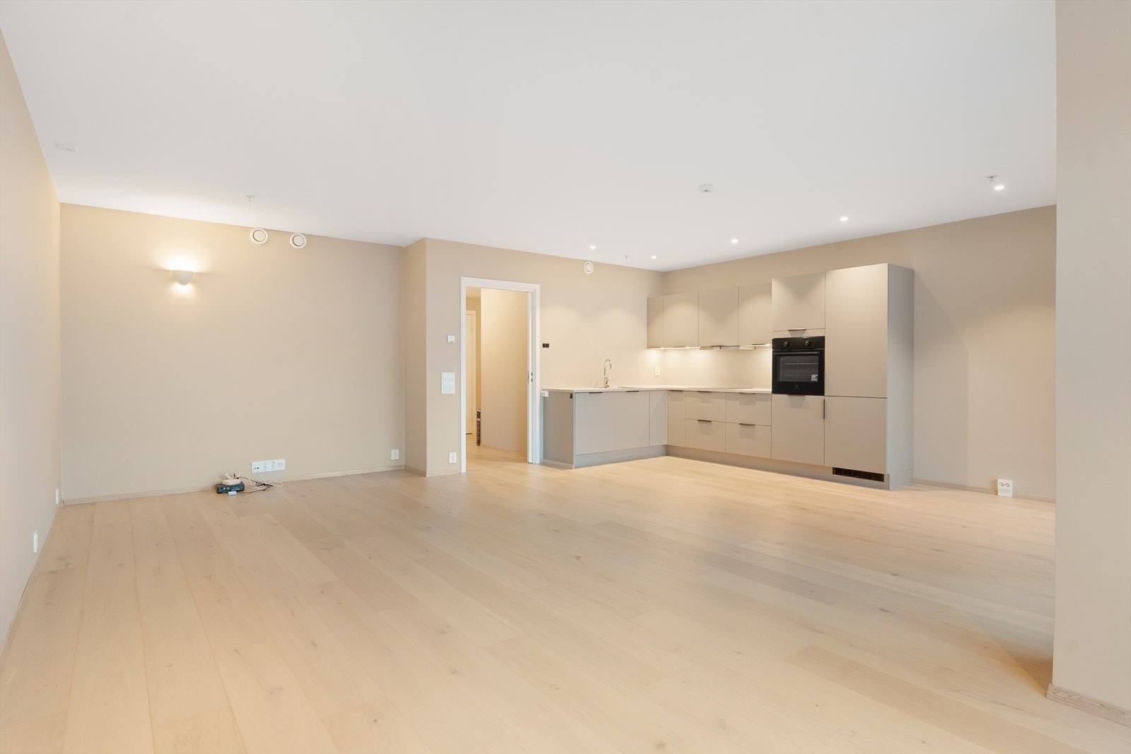 Rommet har flere innredningsmuligheter og god plass til både sofa og spisegruppe. Galleribilde