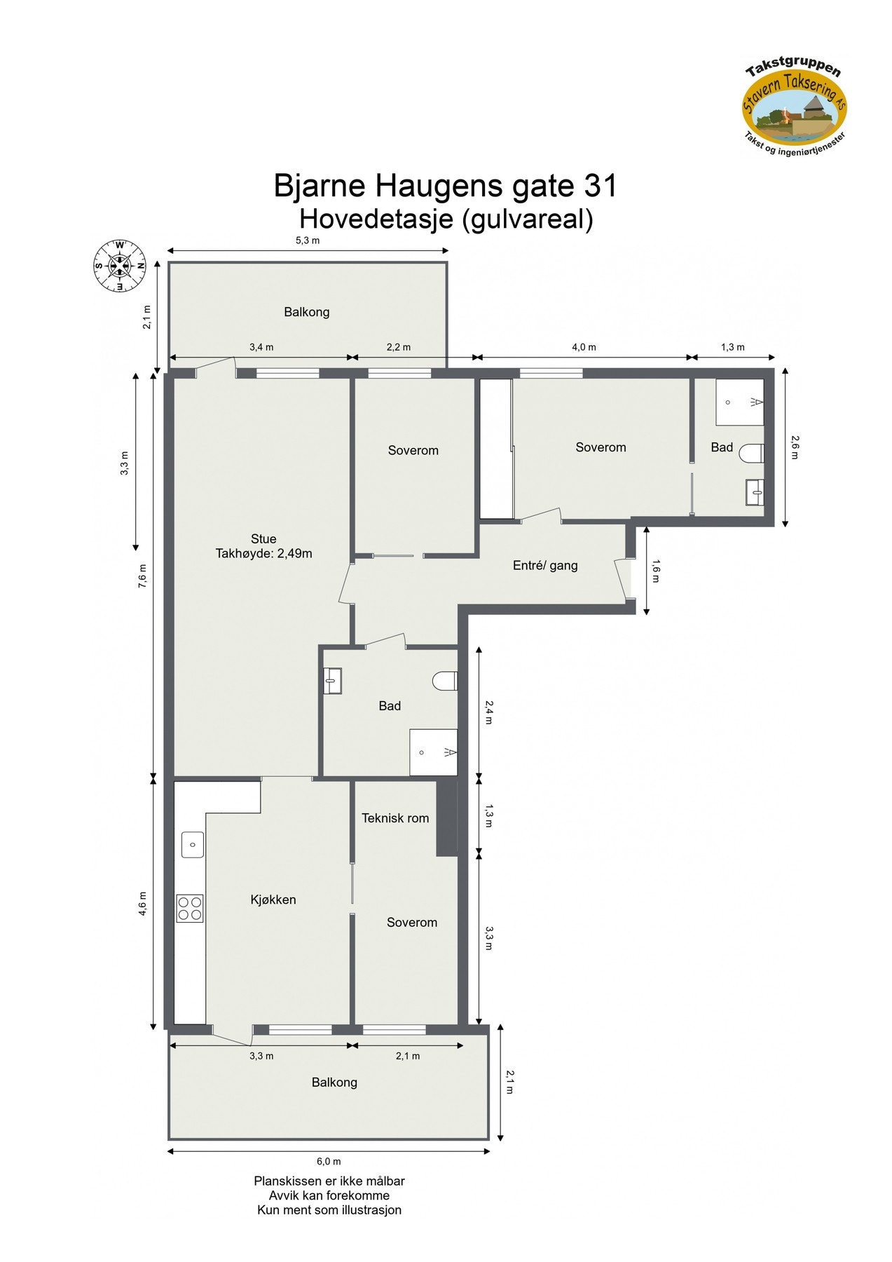 Oppmålt planløsning Galleribilde