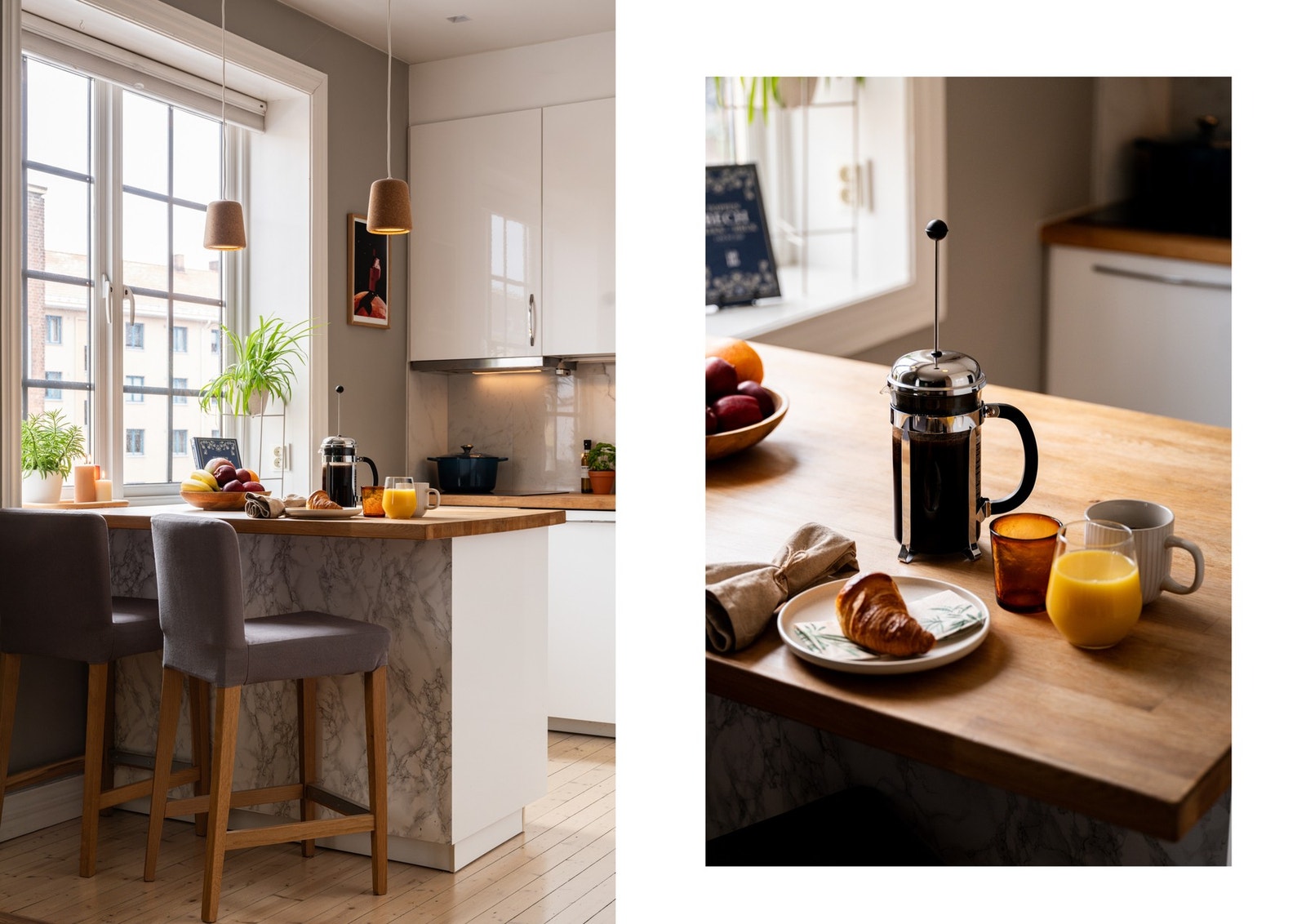 Den praktiske barløsningen skaper en innbydende ramme for måltider og gode samtaler. Galleribilde