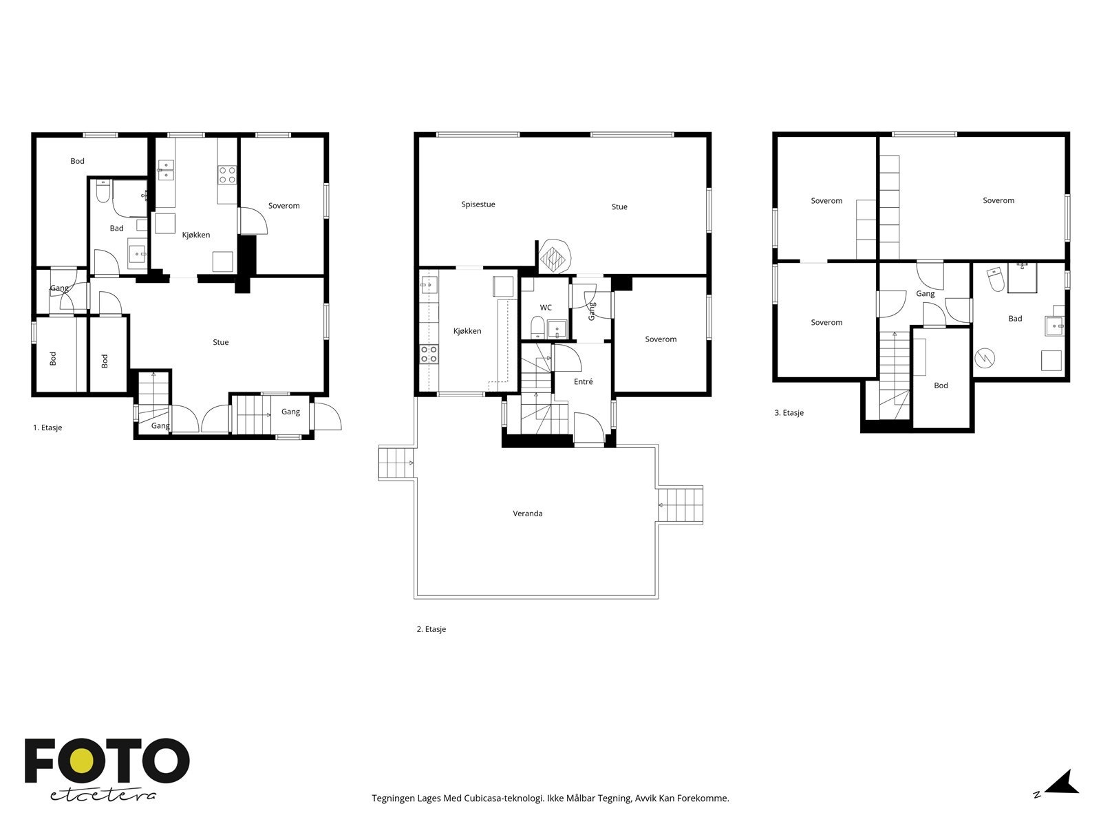 Veiledende plantegning av alle etasjene - Ikke målbar Galleribilde