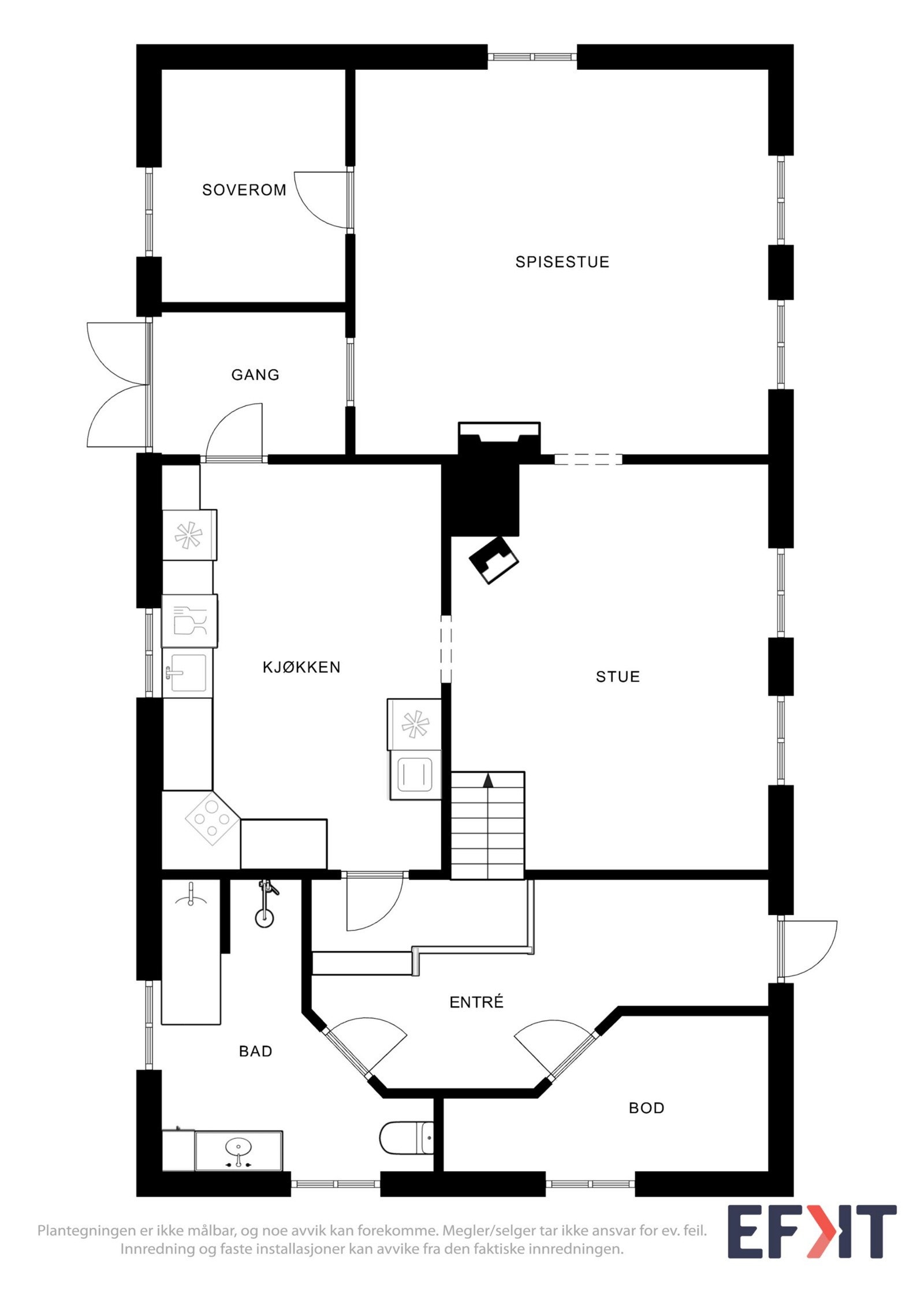 Planløsning 1. etasje bolighuset Galleribilde