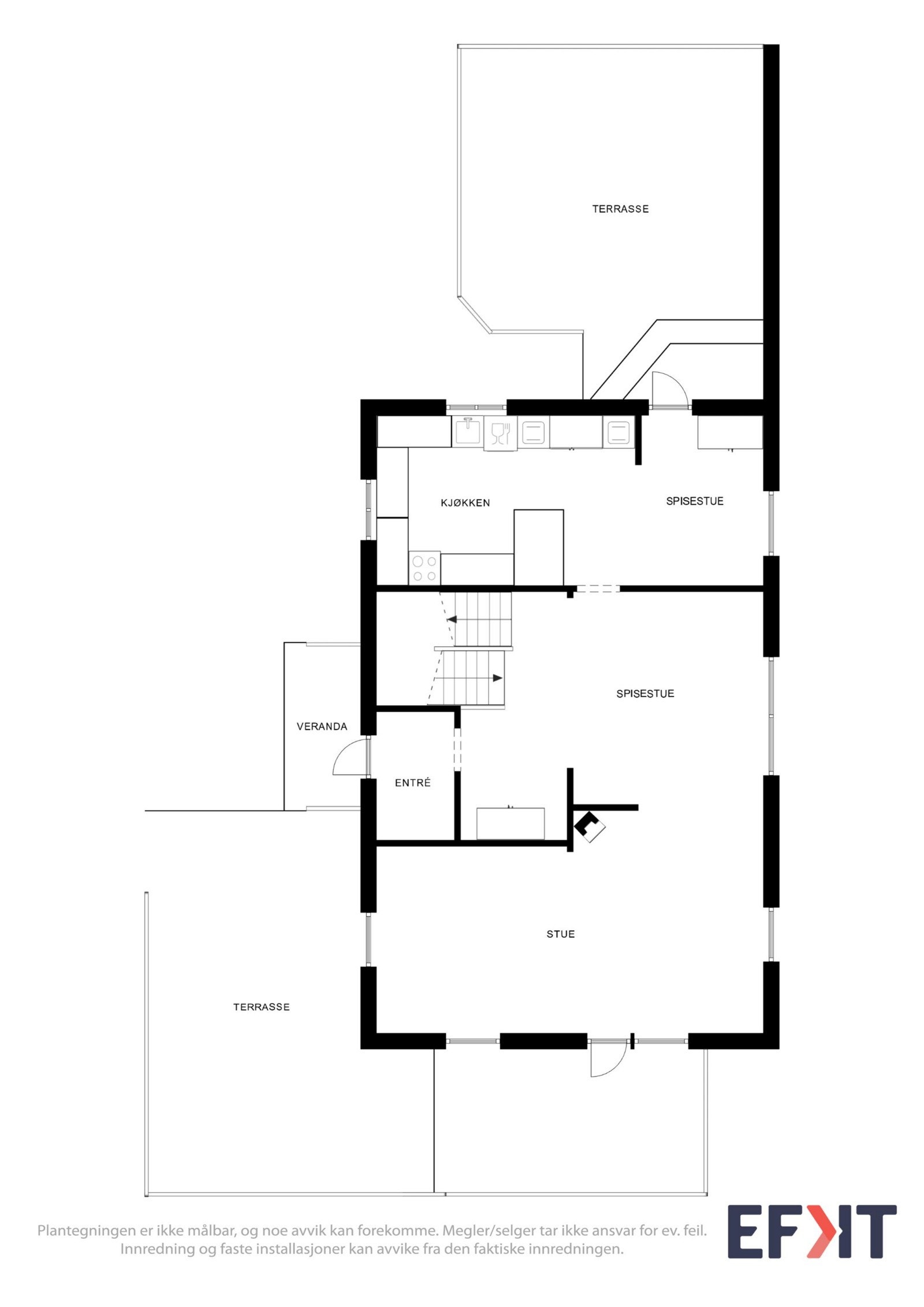 Planløsning 1. etasje hovedhuset Galleribilde