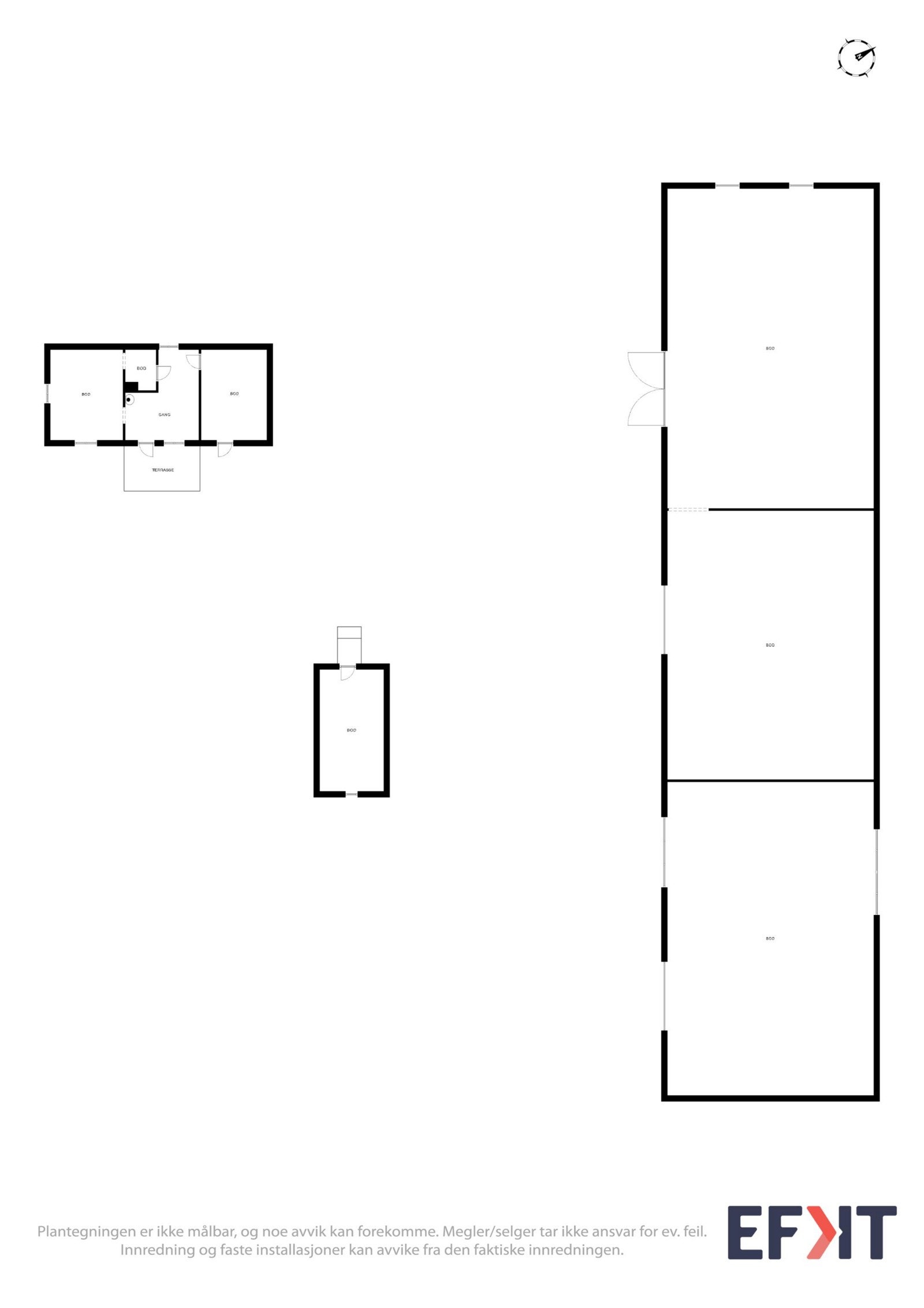Planløsninger lager/verkstedbygning, annekset/bryggerhuset, og stabburet Galleribilde