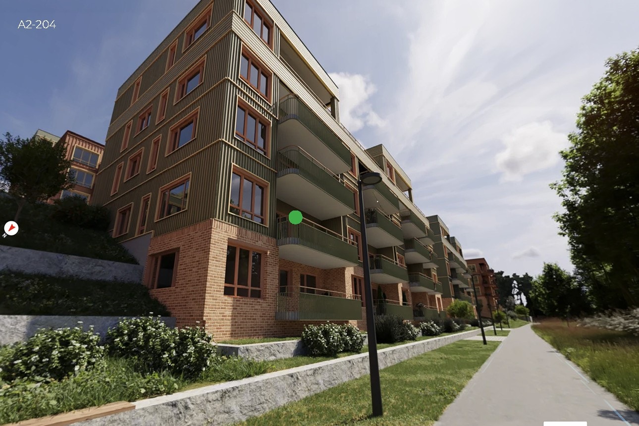 Effektiv og gjennomtenkt planløsning med romslig stue/kjøkken, 2 soverom, flislagt bad og vestvendt balkong. Galleribilde