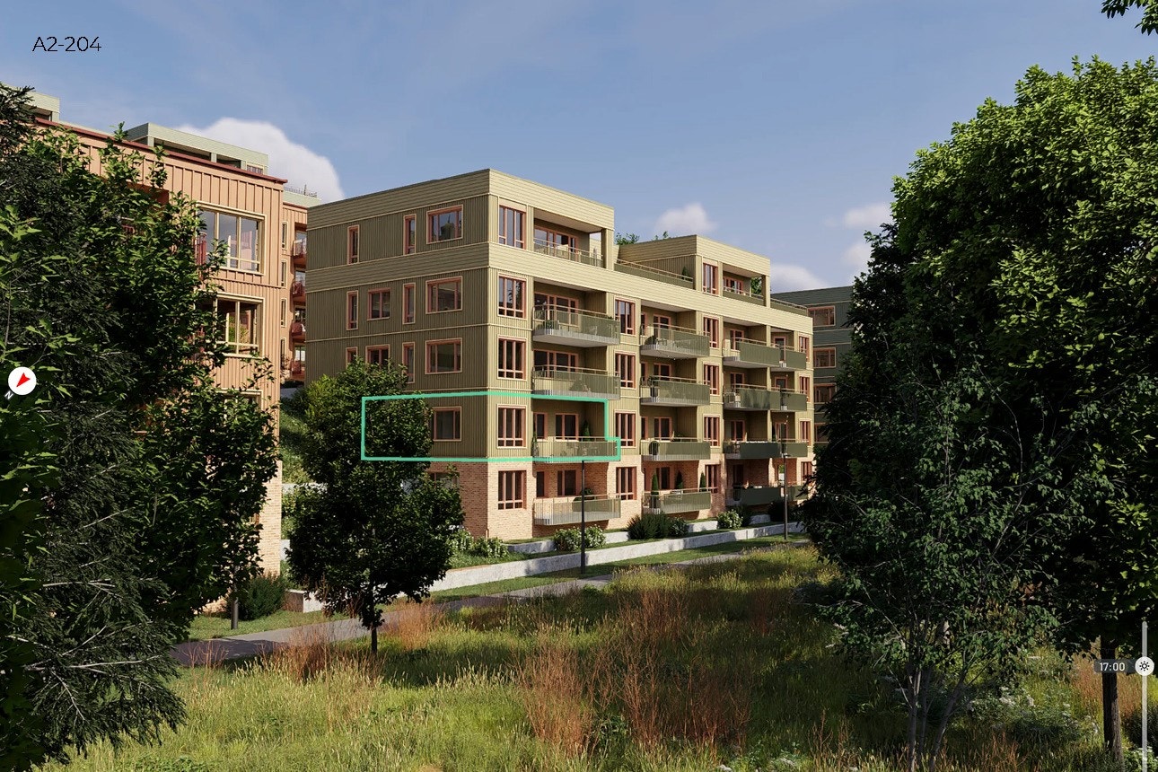 Attraktiv beliggenhet i 2. etasje med balkong og store vindusflater mot grønne omgivelser og Bondivann. Galleribilde