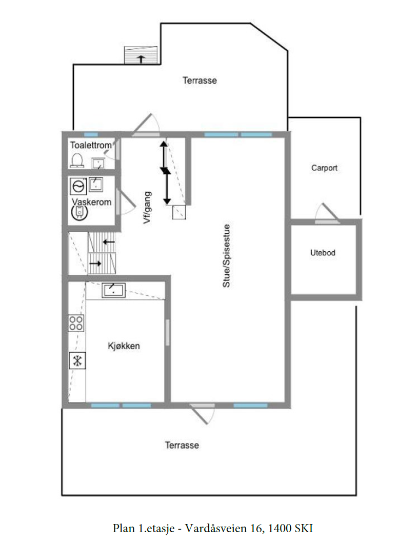 Plantegning 1. etasje Galleribilde