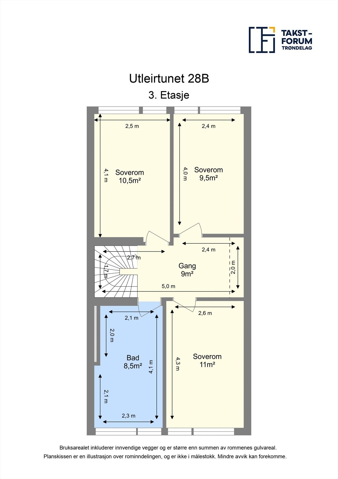 Planskisse tredje etasje. Galleribilde
