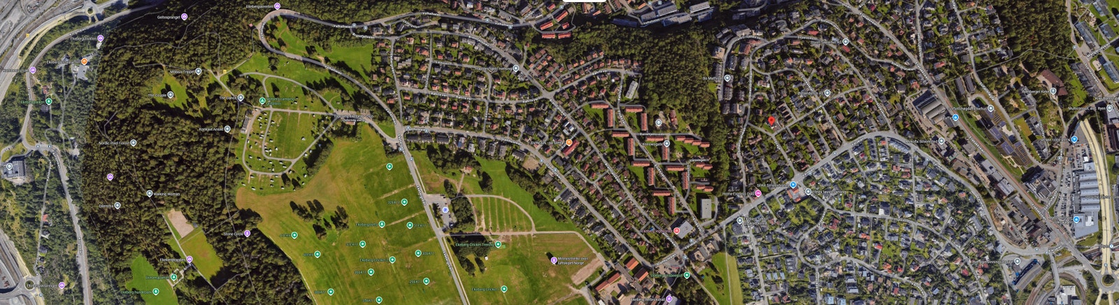 Oversiktskartet viser beliggenhet i forhold til butikk kollektivtransport og ekebergsletta. Galleribilde