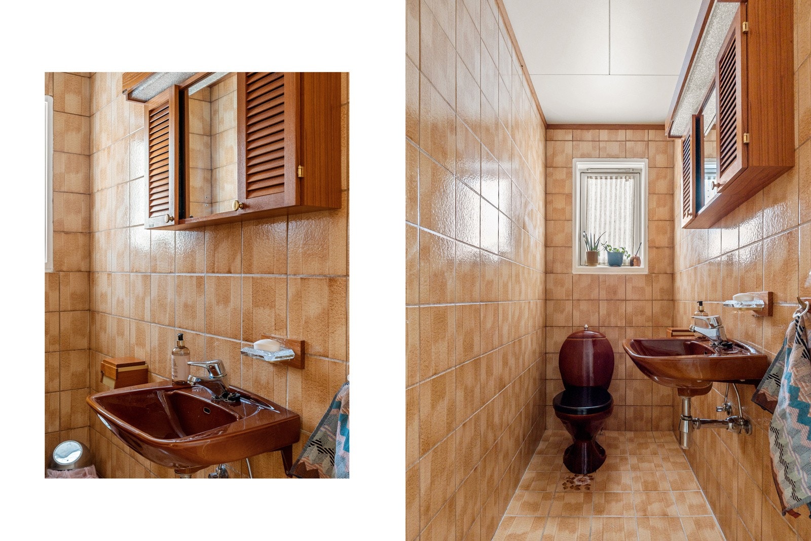 Separat toalettrom ved entré med servant, speil og toalett. Galleribilde