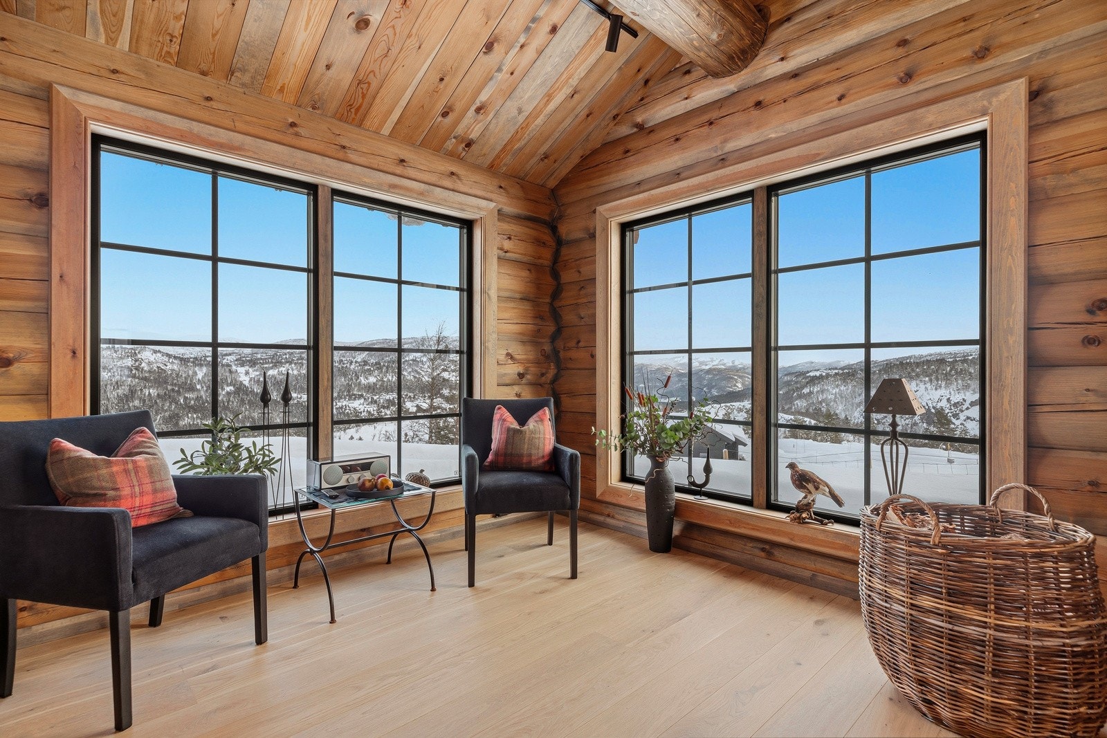 Store vindusflater i stuen som sørger for flott utsikt også innenfra Galleribilde