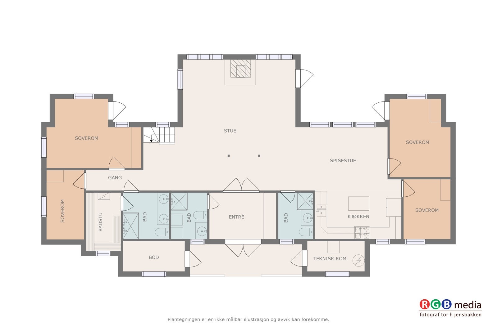 Plantegning, 1. etasje. Galleribilde