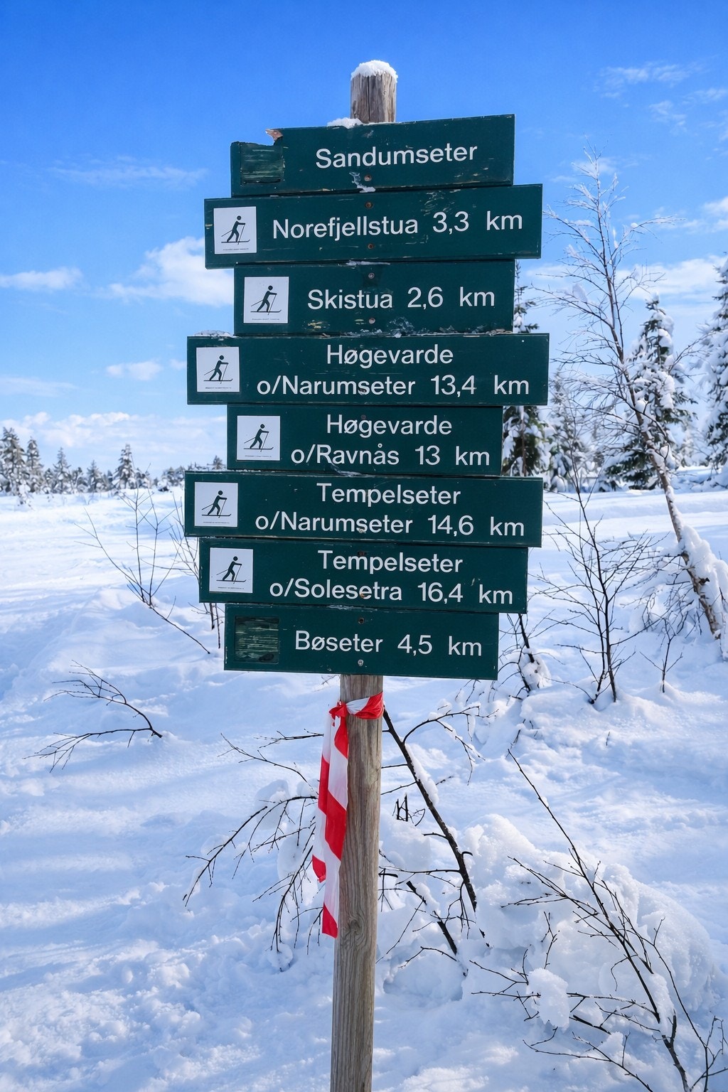 Rett utenfor hytta starter skituren. Løypenett med alt fra korte turer i preparerte spor til lengre fjellturer i vakker natur. Galleribilde