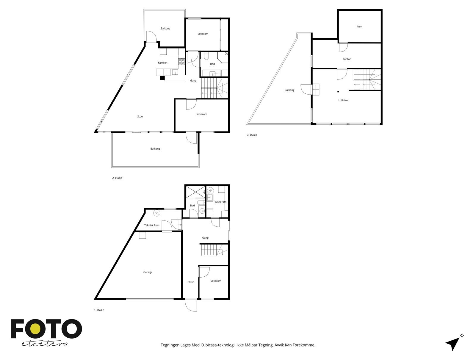 Veiledende plantegninger av alle etasjene, ikke målbar. Galleribilde