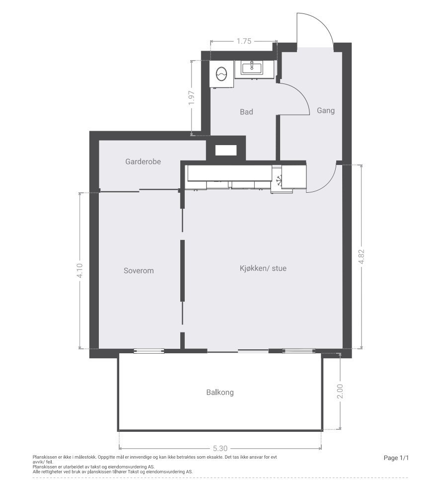 Leiligheten har en godt utnyttet planløsning på 40 m² med lyse fine oppholdsrom. Galleribilde