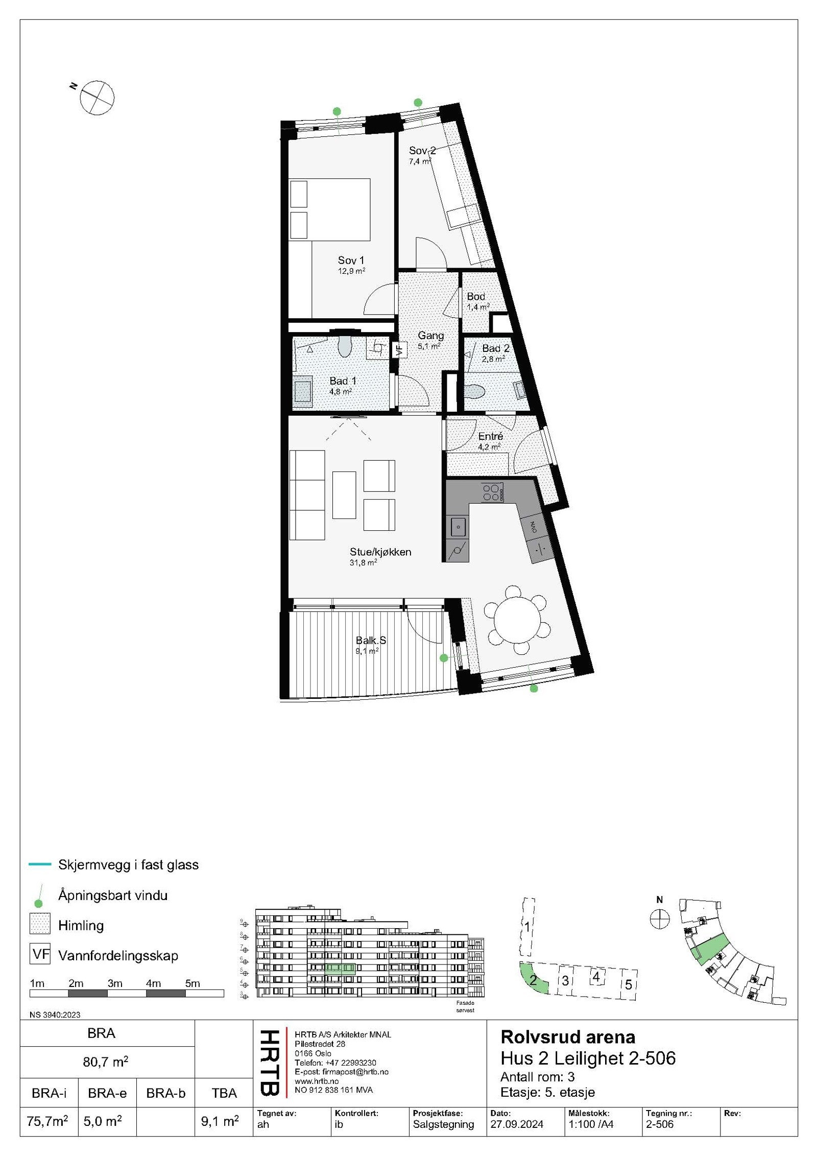 Plantegning - leilighet 506 Galleribilde