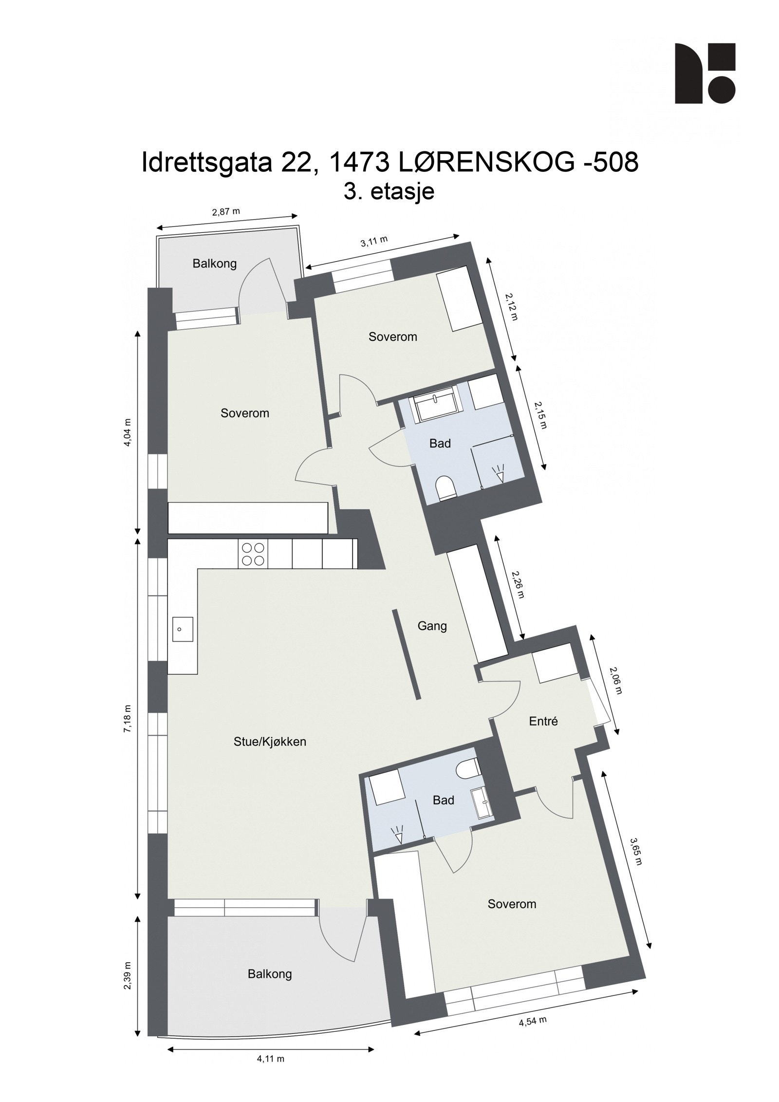 Plantegning - leilighet 508 Galleribilde