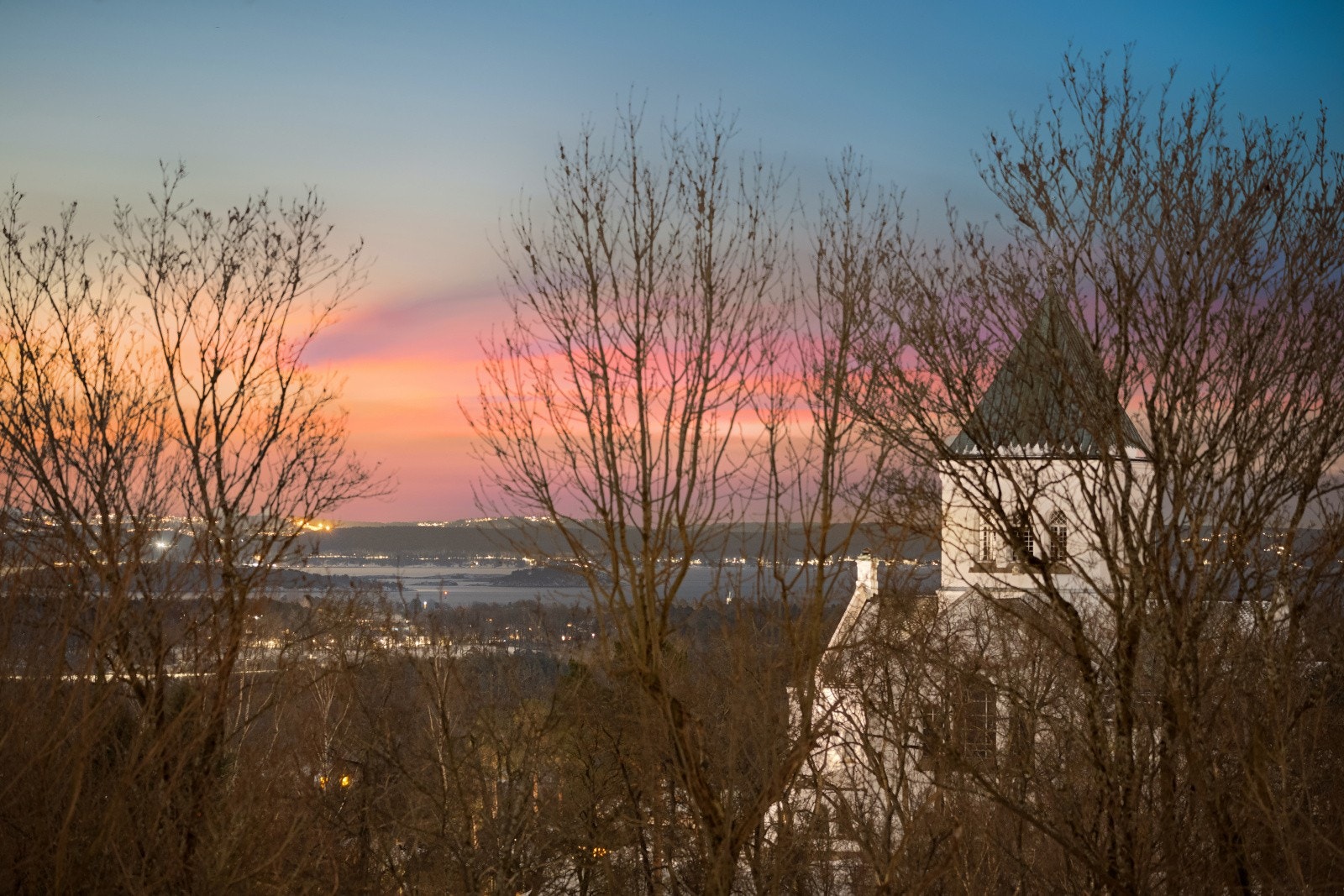 Fin utsikt med utsyn over grøntarealer og Oslofjorden Galleribilde