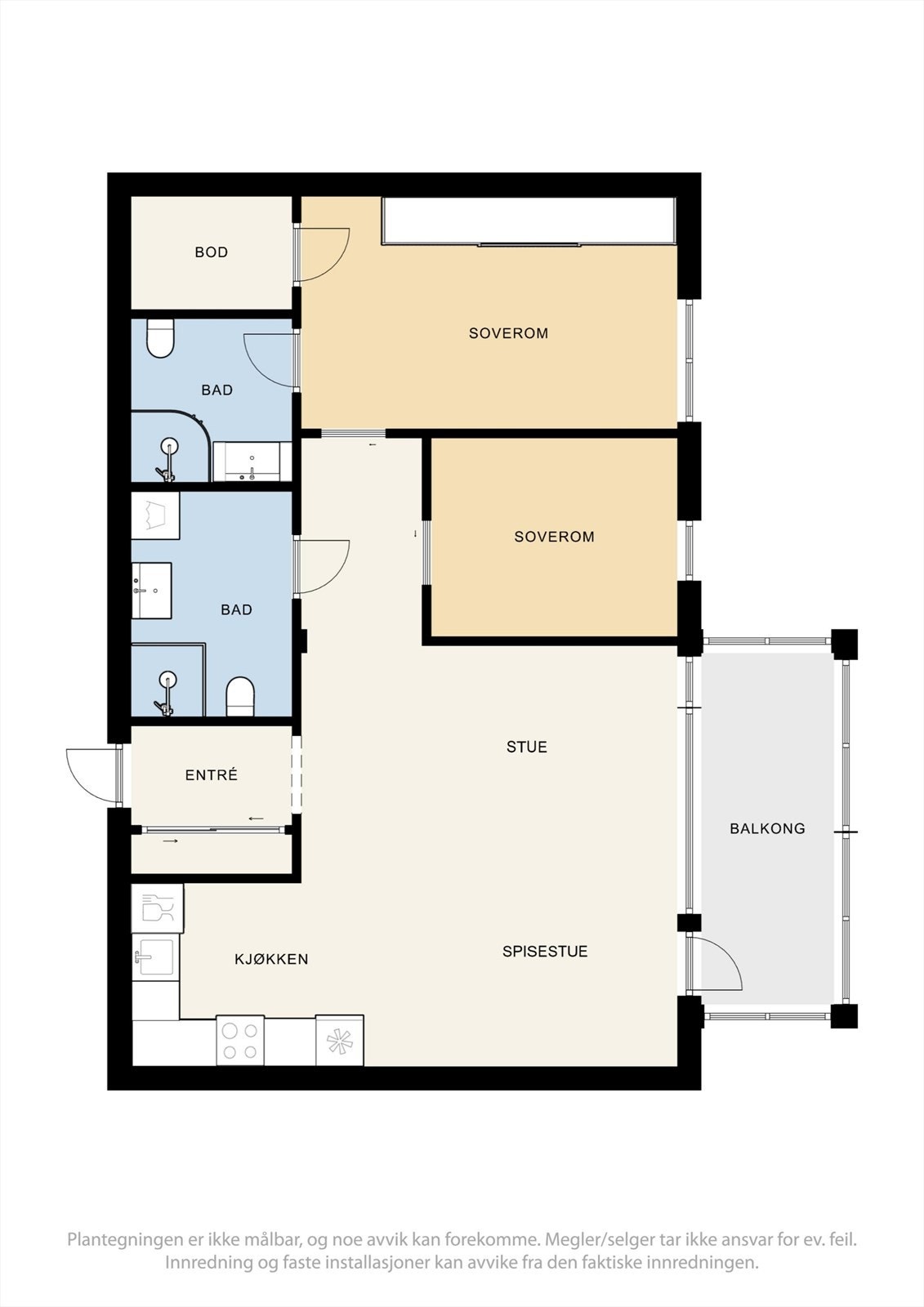 Plantegning av leiligheten i 3. etasje. Galleribilde