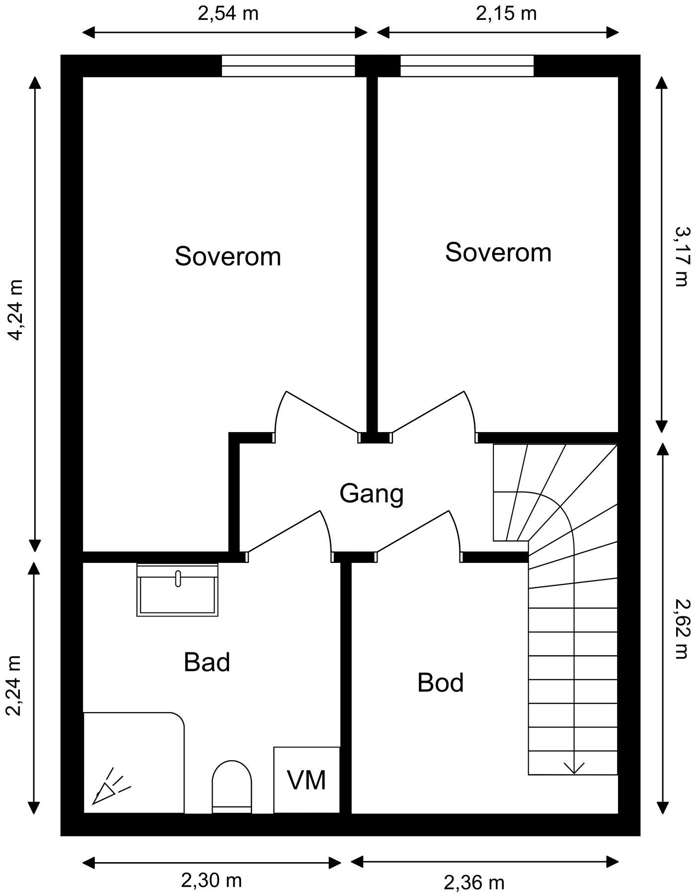 Boligens plantegning - Underetasje. Galleribilde