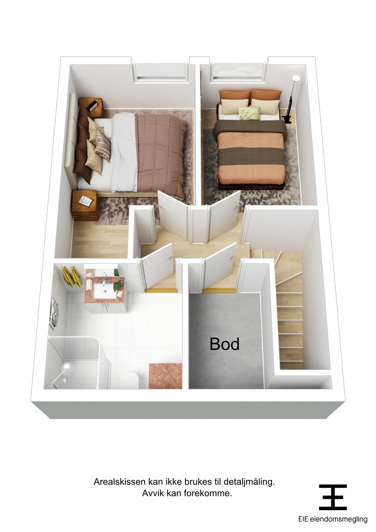 Boligens plantegning i 3D - Underetasje. Galleribilde
