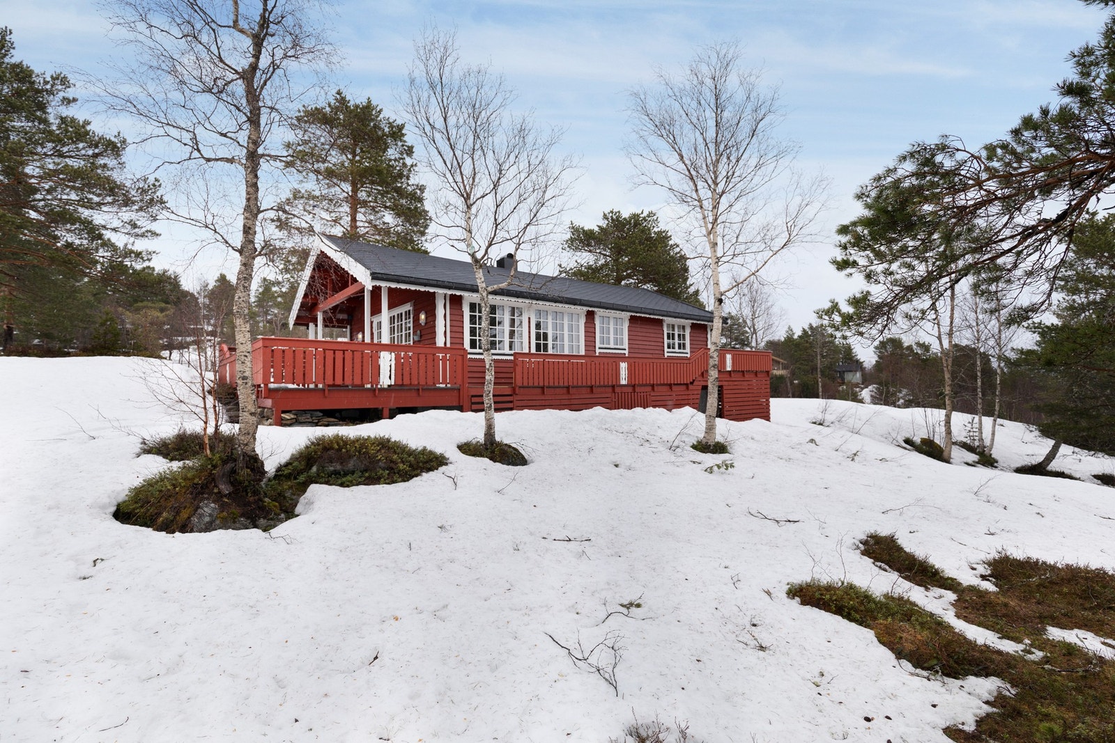 Tomten er i hovedsak naturtomt, der deler er relativt flat Galleribilde