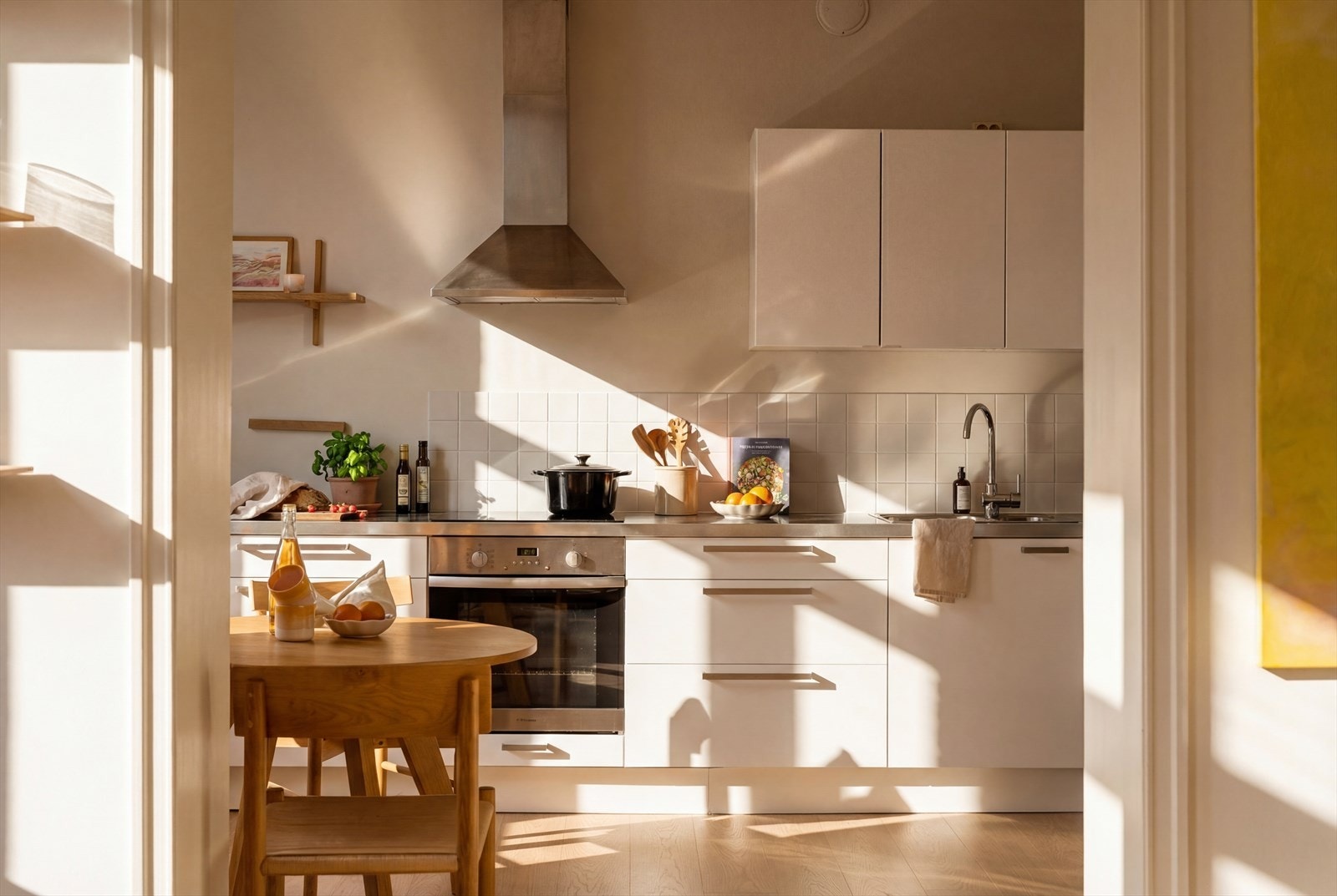 Kjøkkenet er stort og innbydende, i naturlig adskilt sone fra stuen. Her nytes et fantastisk lys! Galleribilde