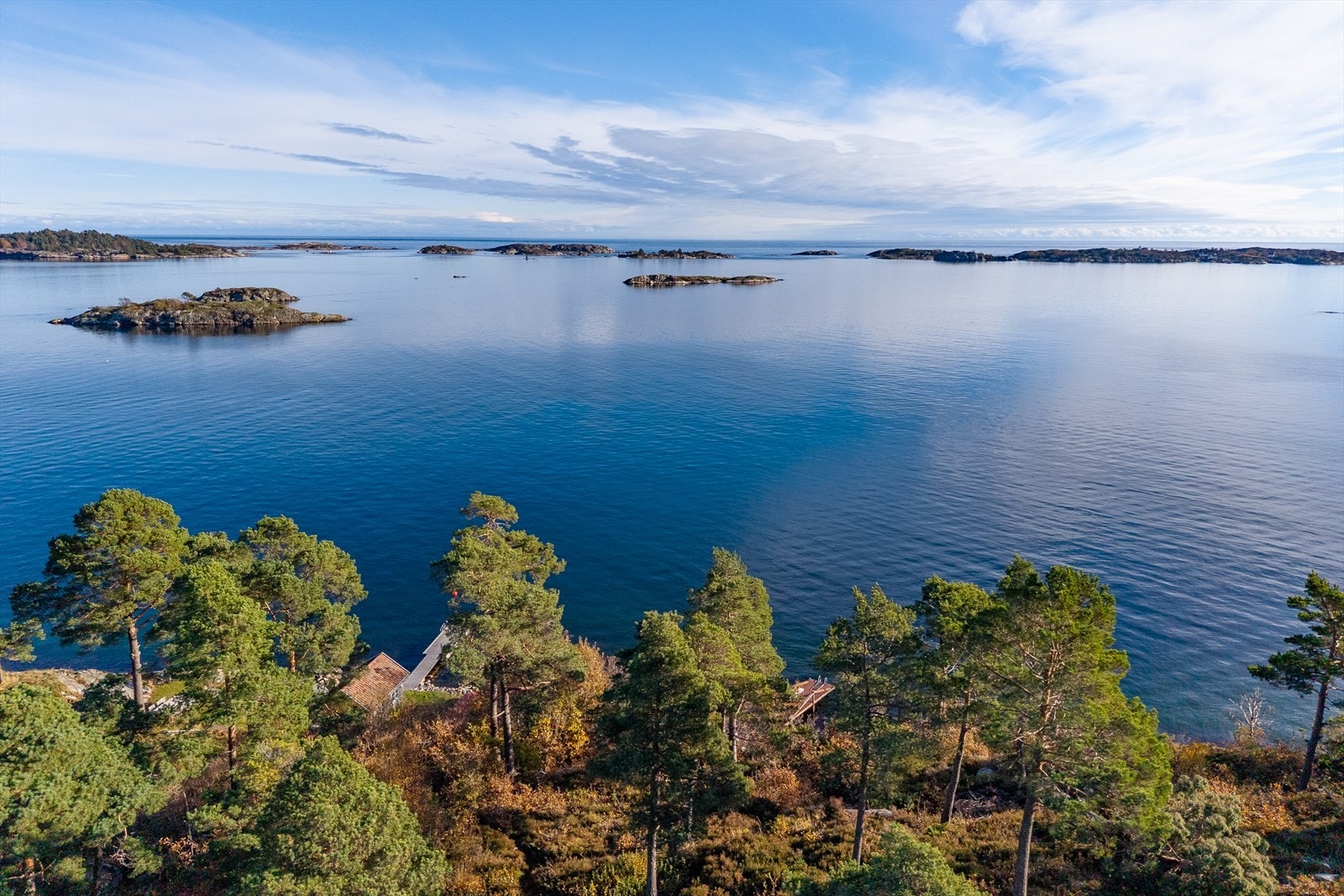 Grimstads skjærgård sett fra luften Galleribilde