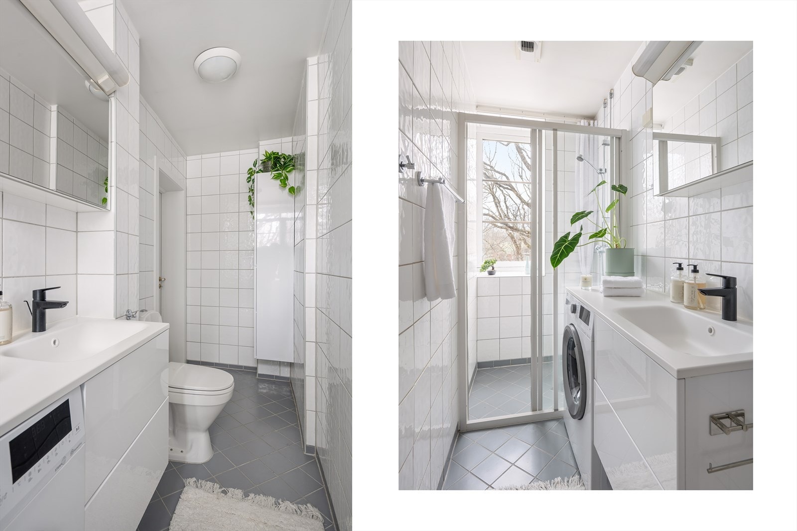 Lyst og tidløst baderom med moderne innredning. Galleribilde