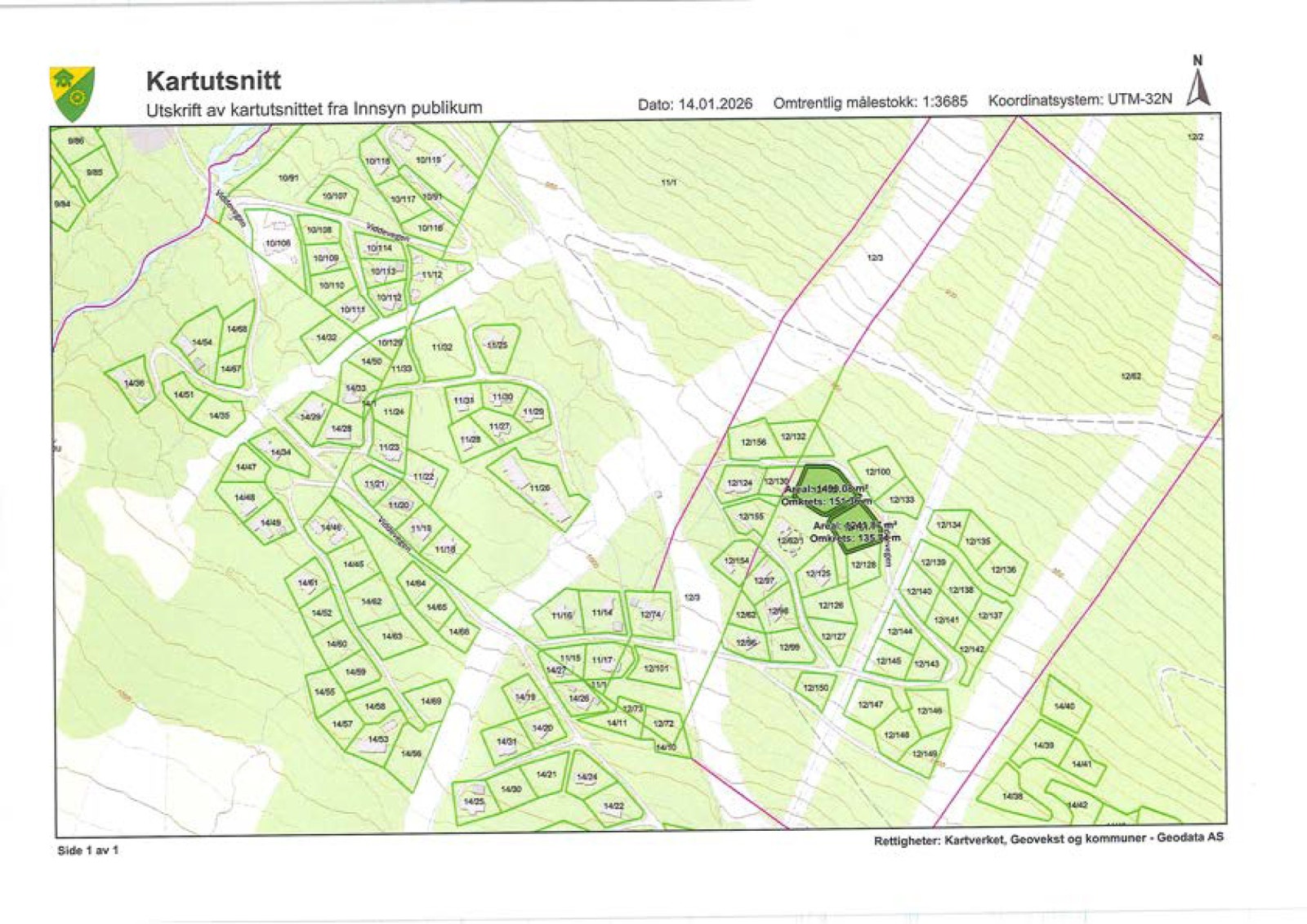 Tomtene er plassert i øvre del av skisenteret Galleribilde