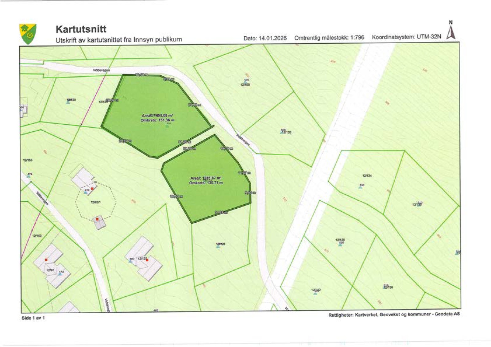 Viddevegen 494 og 496 måler romslige 1232 og 1477 kvm. Galleribilde