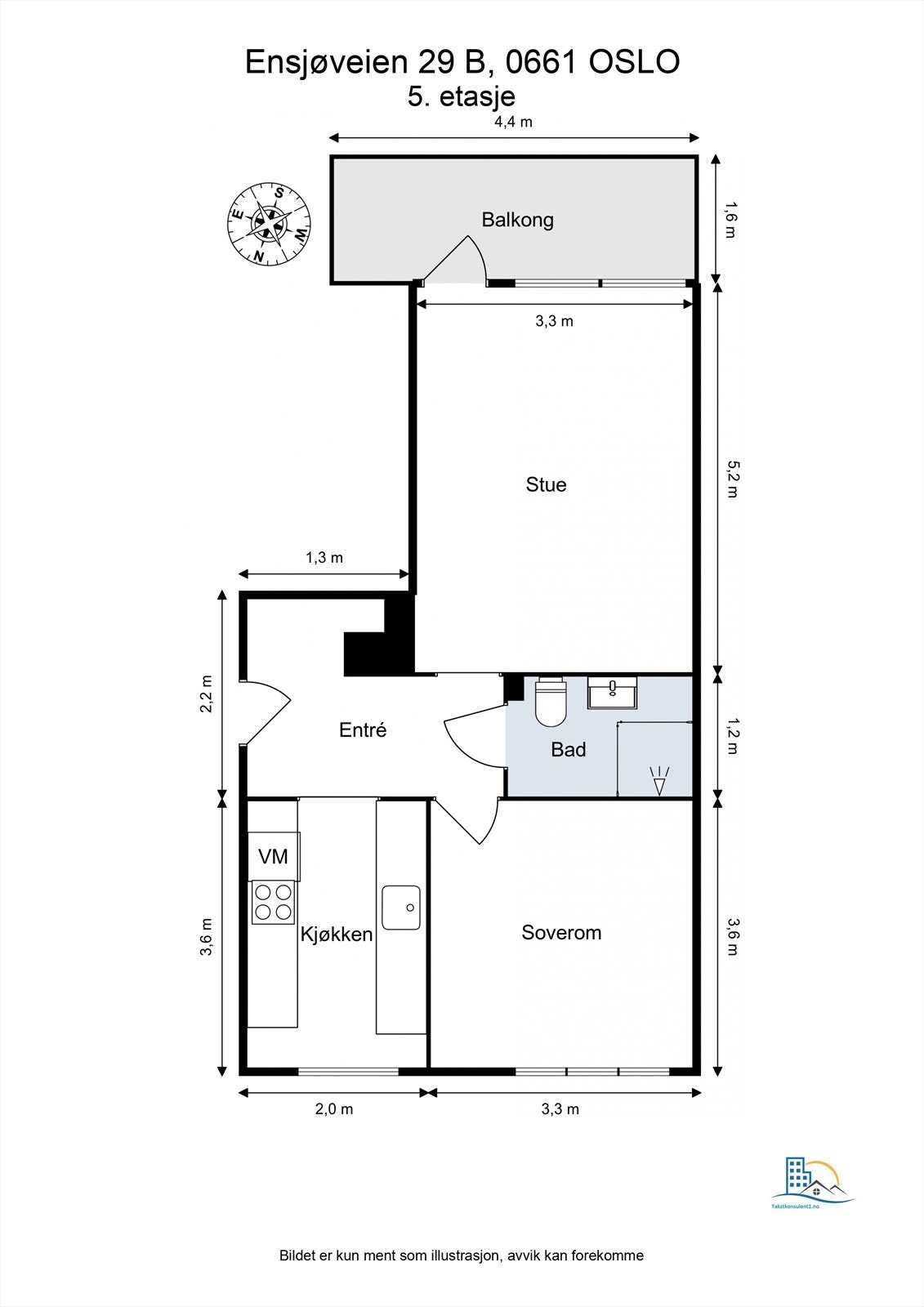 Leiligheten har en arealeffektiv planløsning som skiller soverommet fra de sosiale sonene. Galleribilde