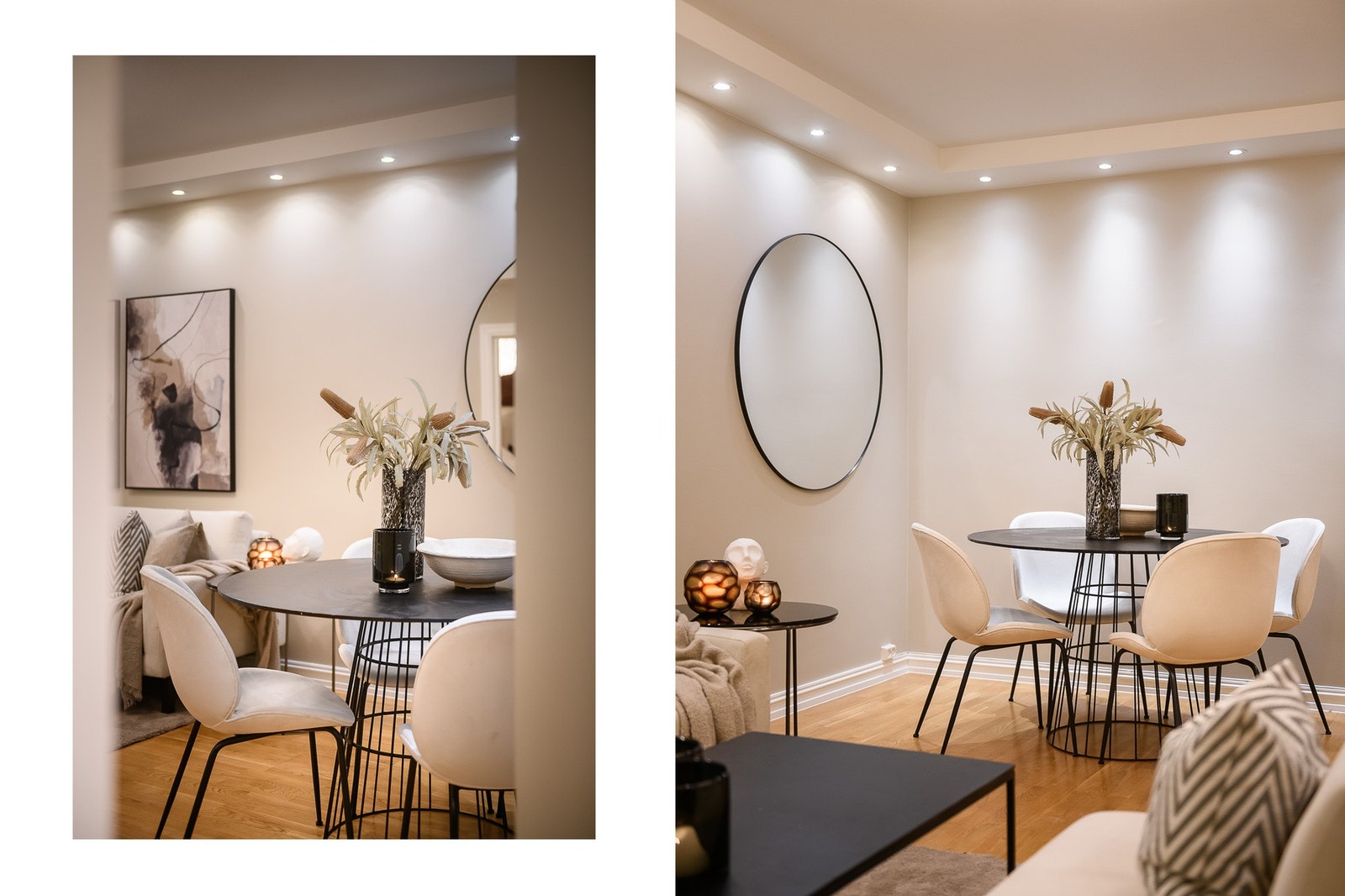 Utformingen gjør stuen enkel å møblere med både spisebord og sofagruppe. Galleribilde