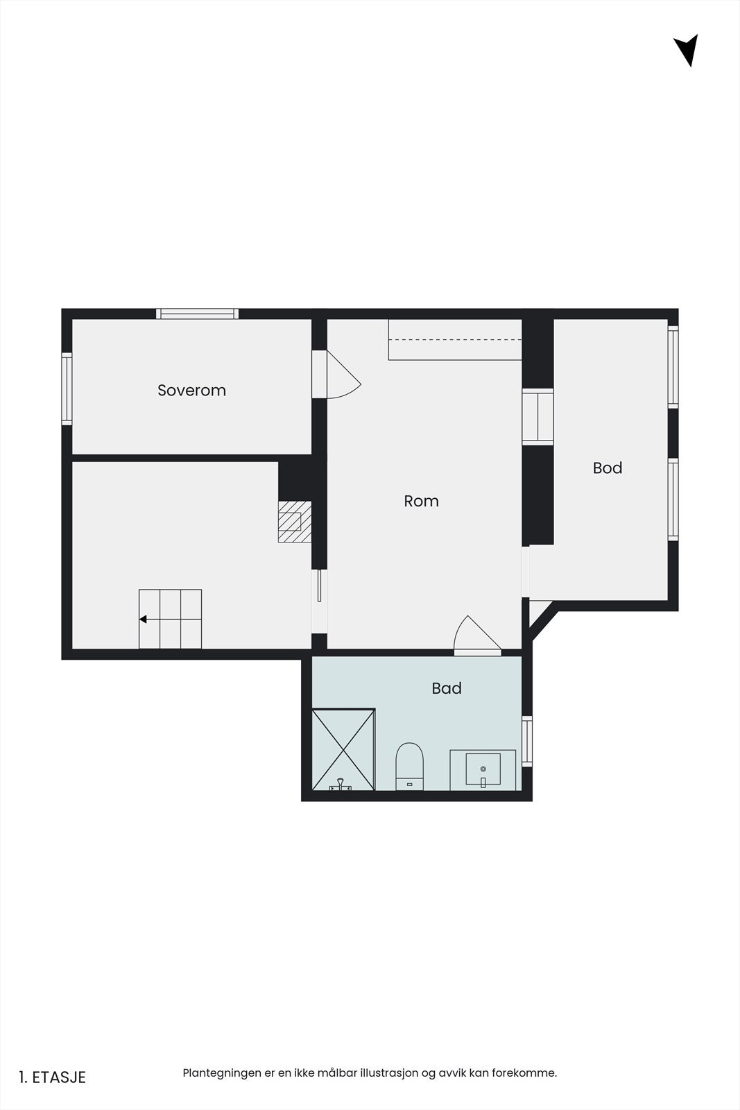 Plantegningen av underetasjen slik det er innredet i dag. Dette er et søknadspliktig tiltak det ikke er søkt om Galleribilde