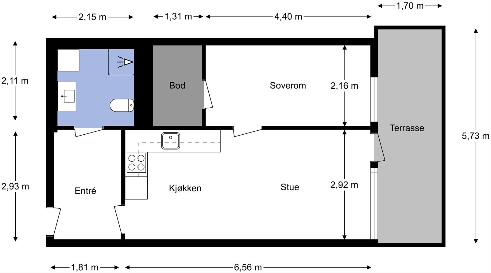 Vi starter med plantegningen slik at du får orientert deg i boligen. Galleribilde