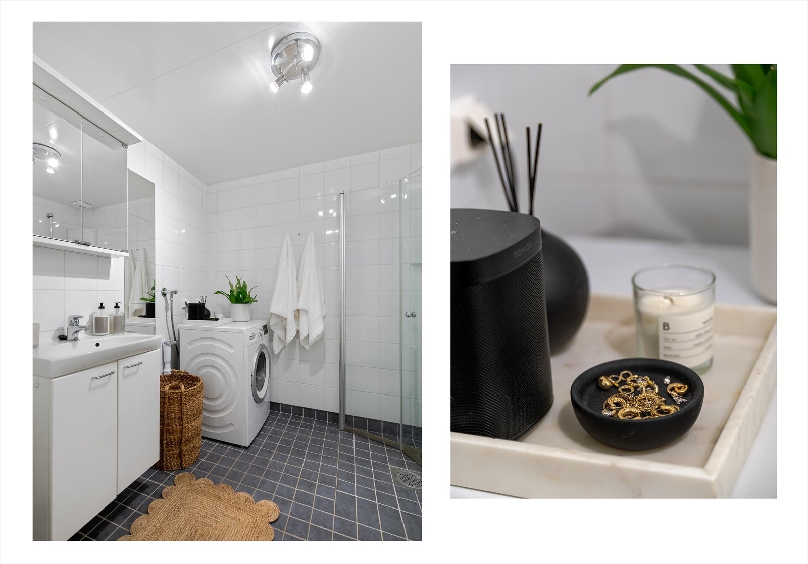 Det er opplegg for vaskemaskin på badet. Galleribilde