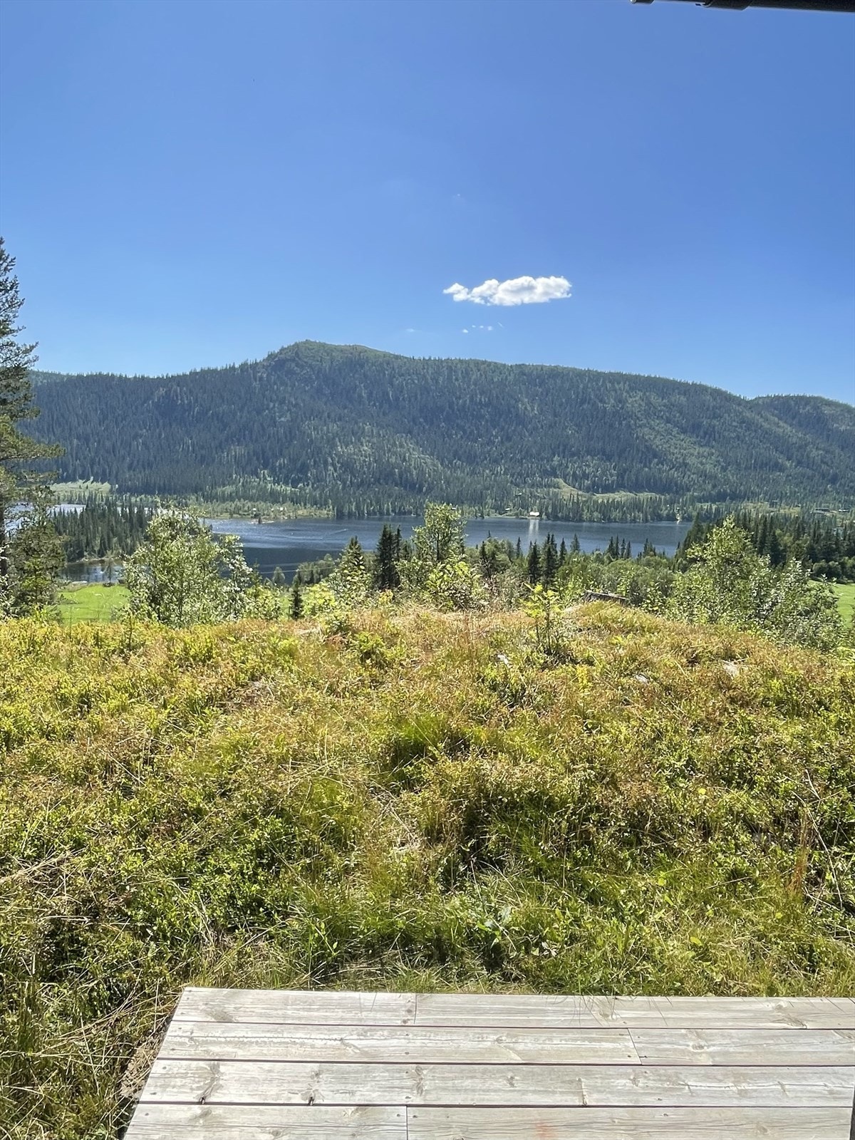 Utsikt til Steinsetfjorden og Jutulknatten fra verandaen. Meglers private bilde. Galleribilde
