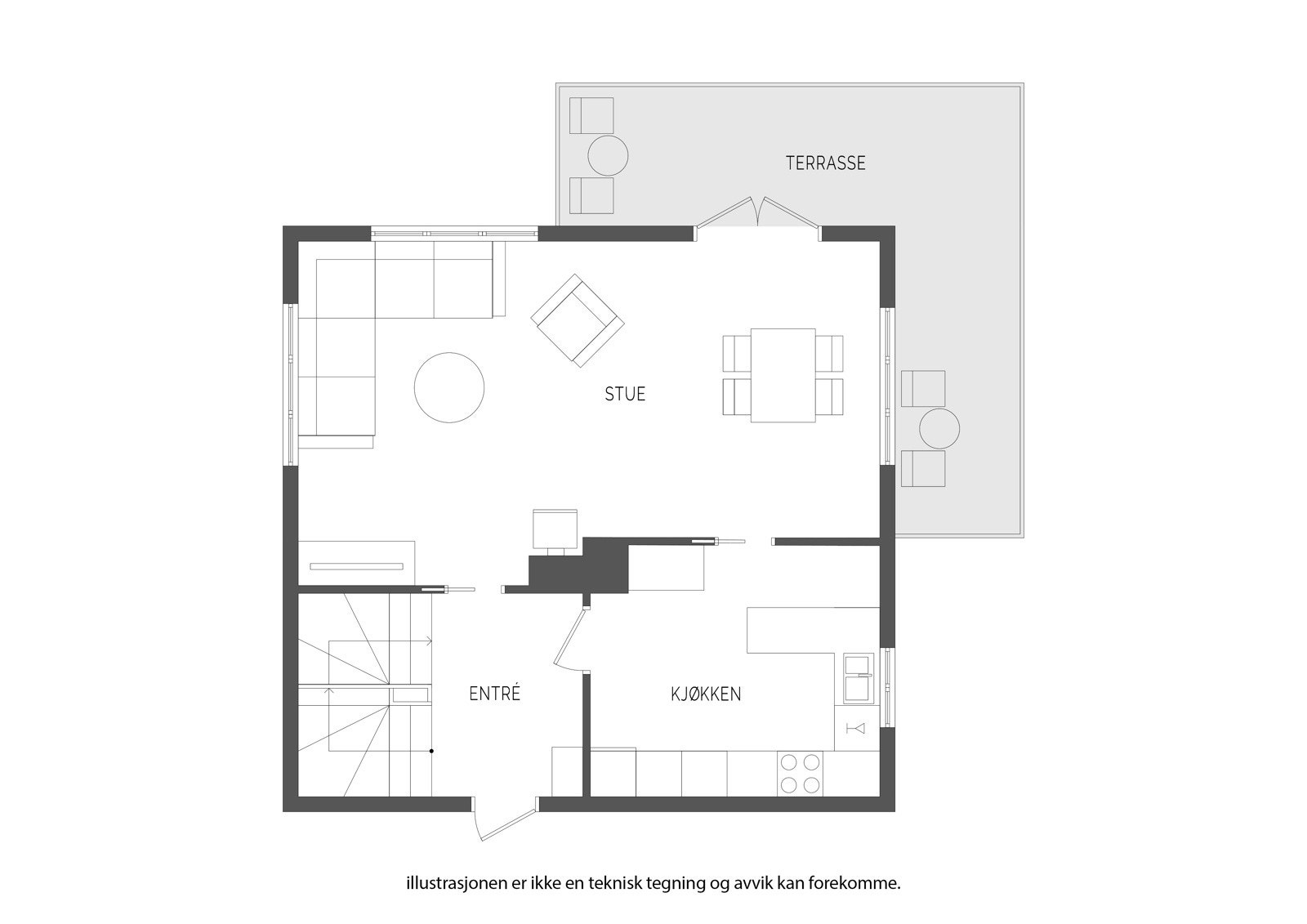 Plantegning 1. etasje Galleribilde