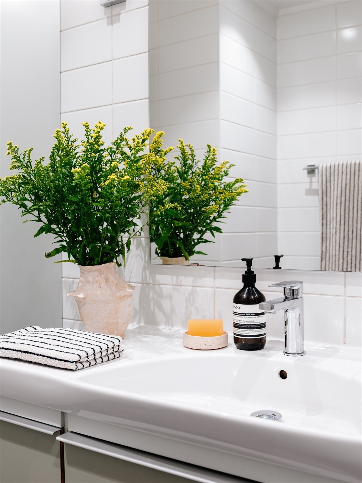 Badet er fra 2011 med varmekabler i gulv. Galleribilde