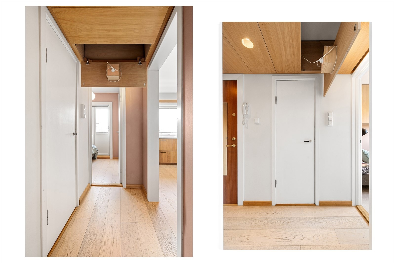 Praktisk lagringsplass i taket i entréen. Galleribilde