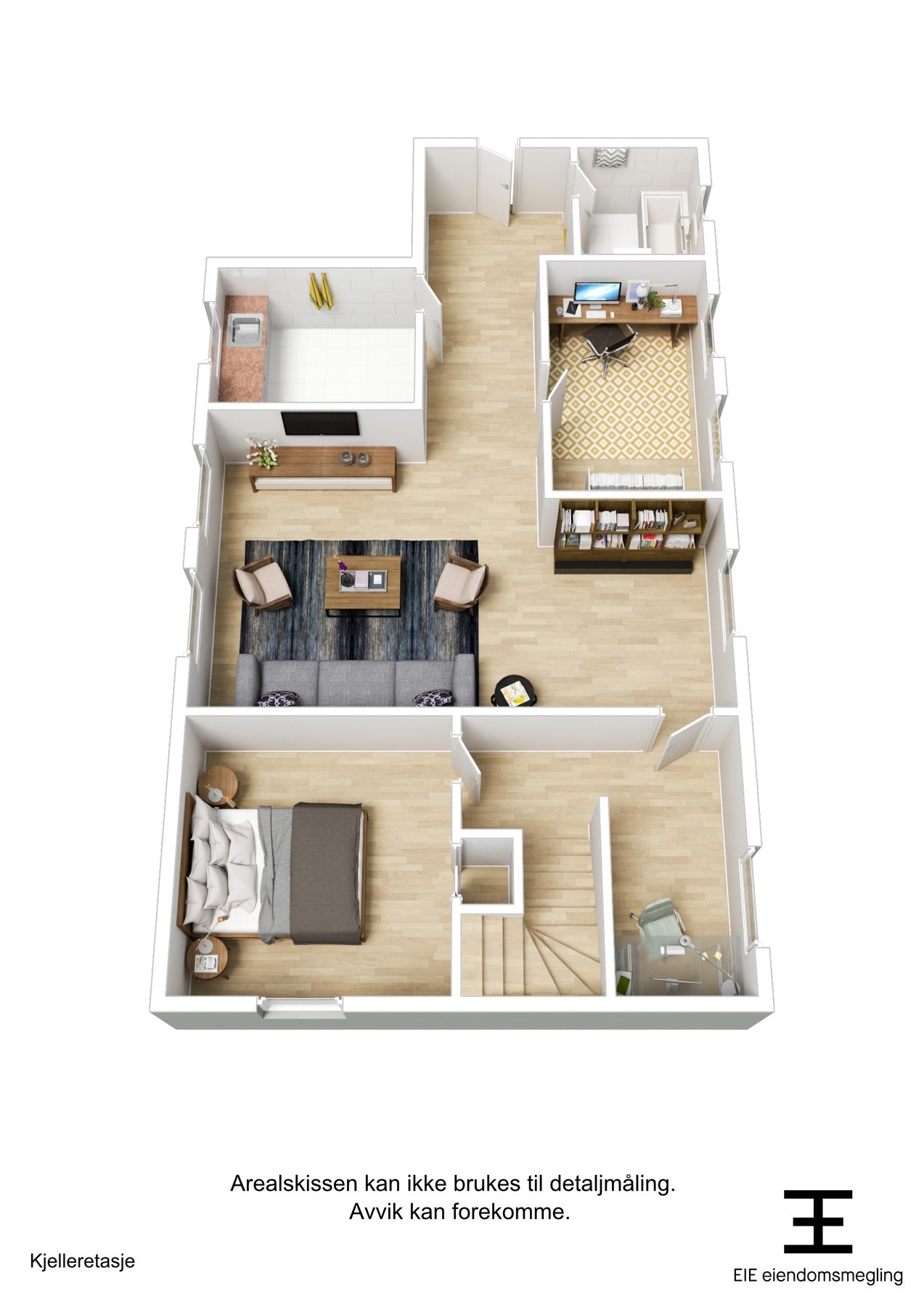 3D plantegning kjeller. Galleribilde