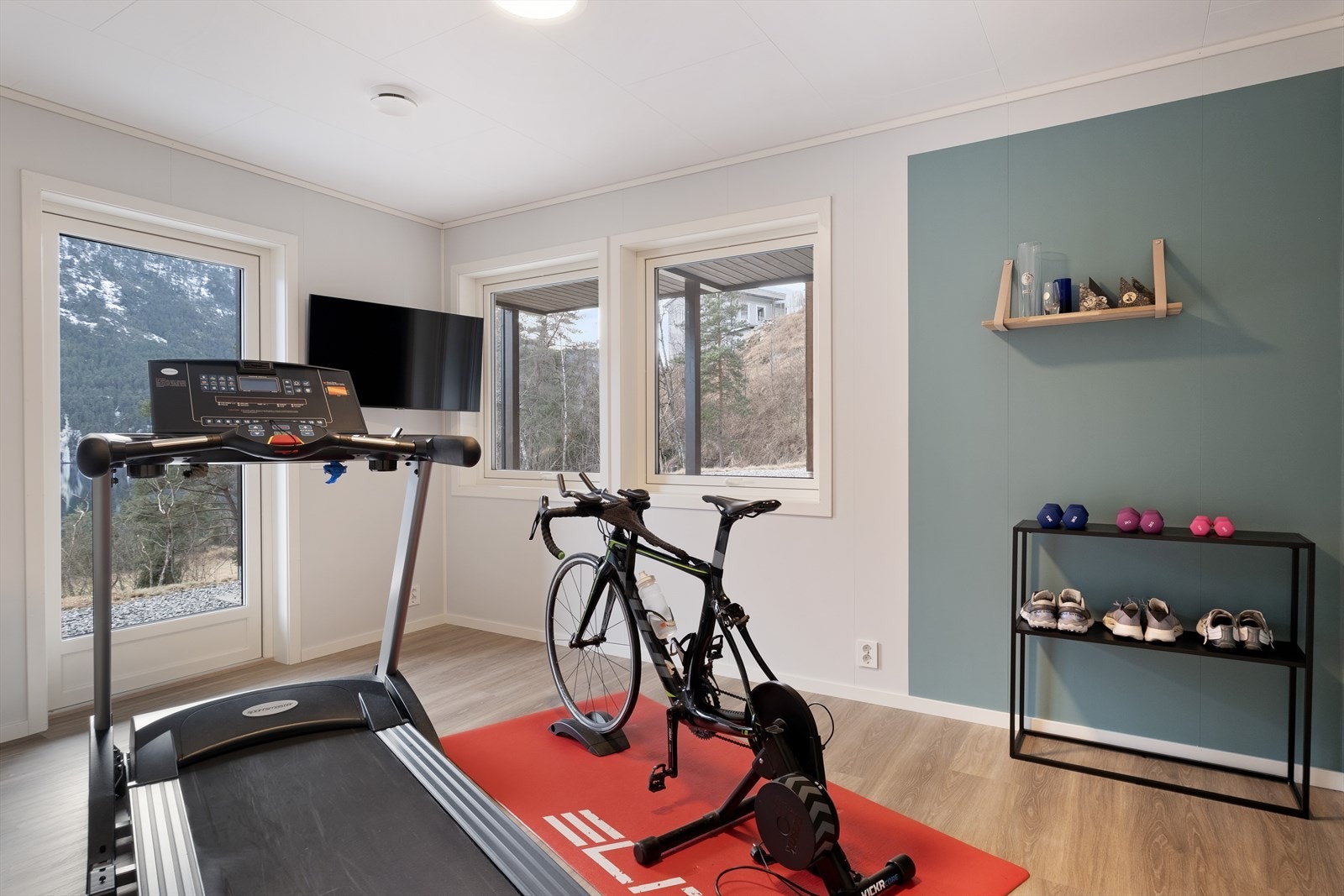 Med fire soverom har ein mange bruksmoglegheiter. Direkte tilkomst til uteplass og sportsbod i underetasjen, og vidare felles hage. Galleribilde