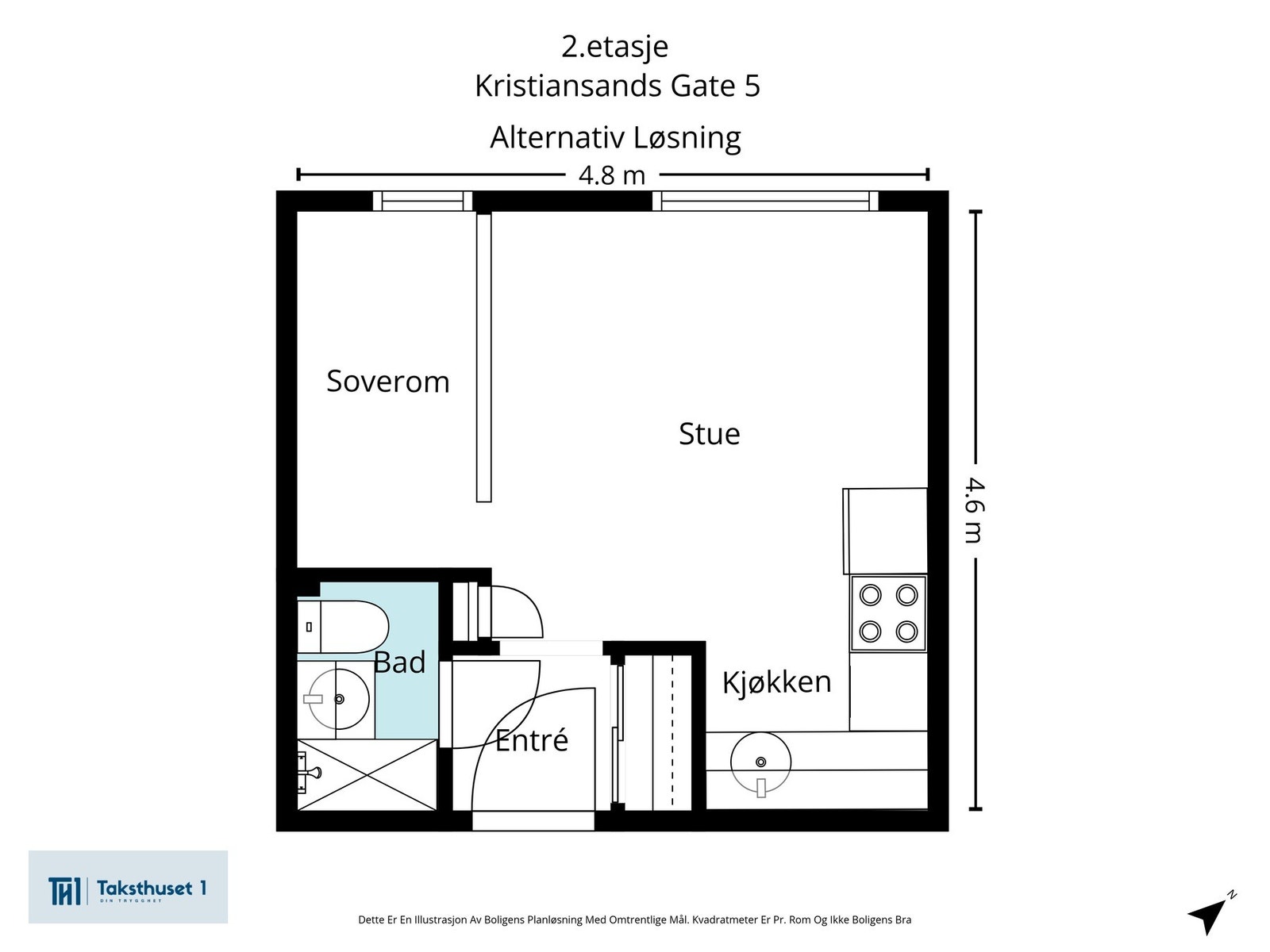 Alternativ plantegning (kun til illustrasjon, det er på kjøpers ansvar og risiko ved eventuell endring av planløsning) Galleribilde