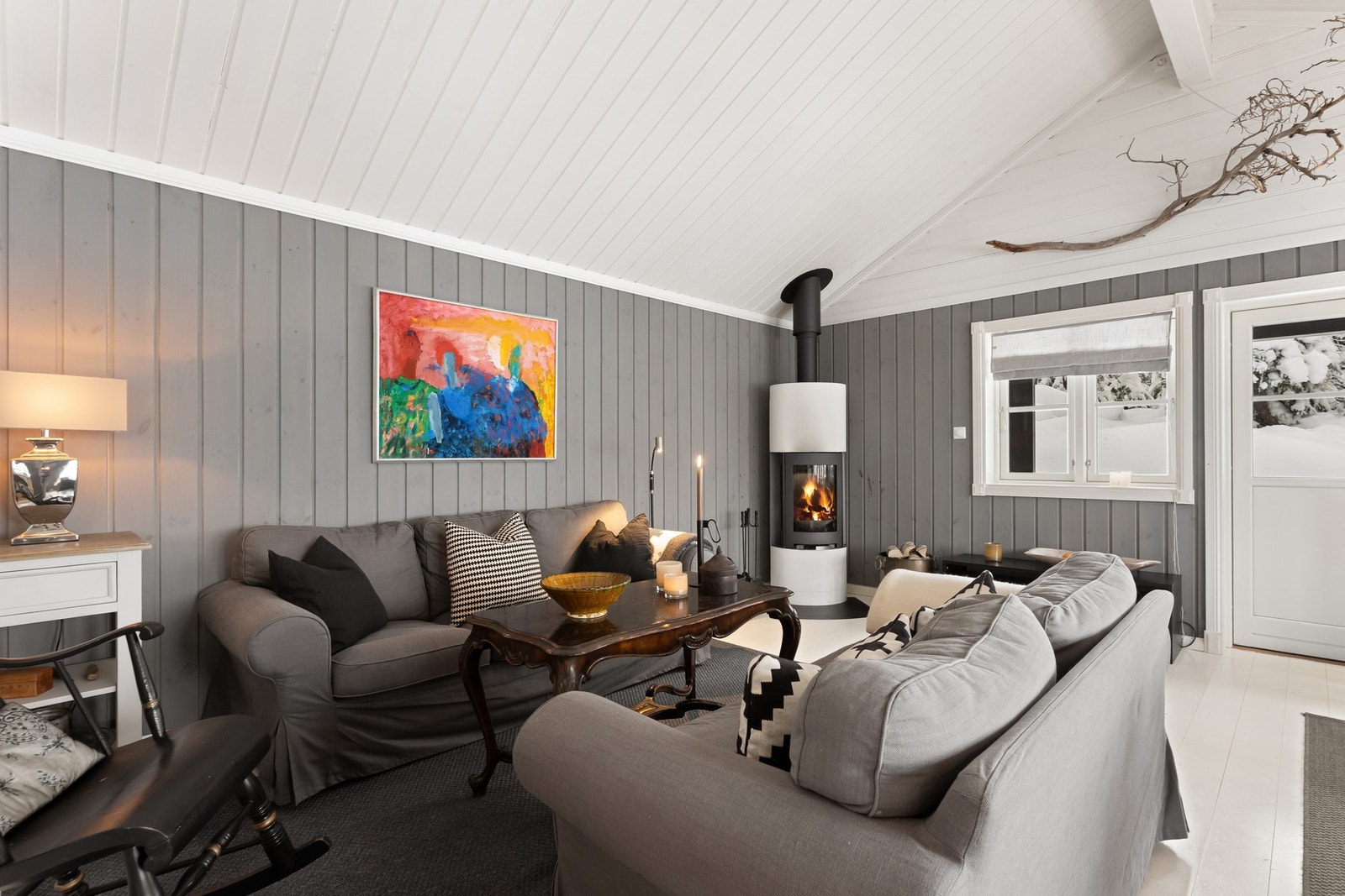 Stue med peisovn Galleribilde