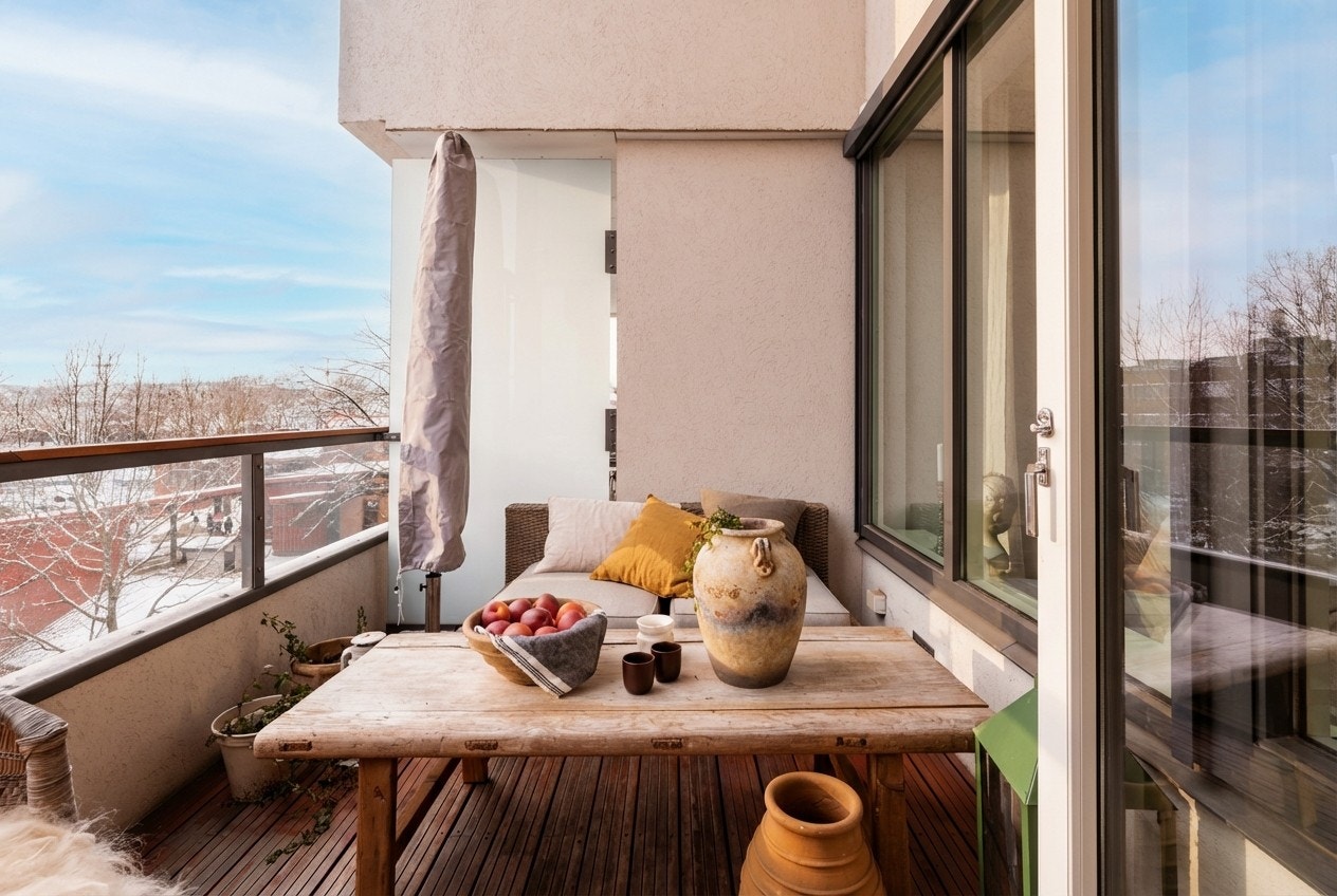 Balkongen er på 6 kvm. Galleribilde