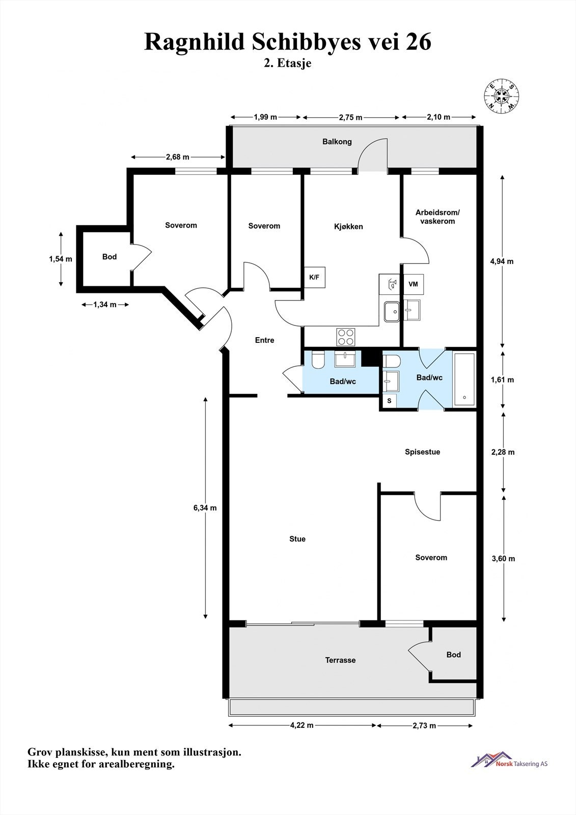 Plantegning med mål. Galleribilde